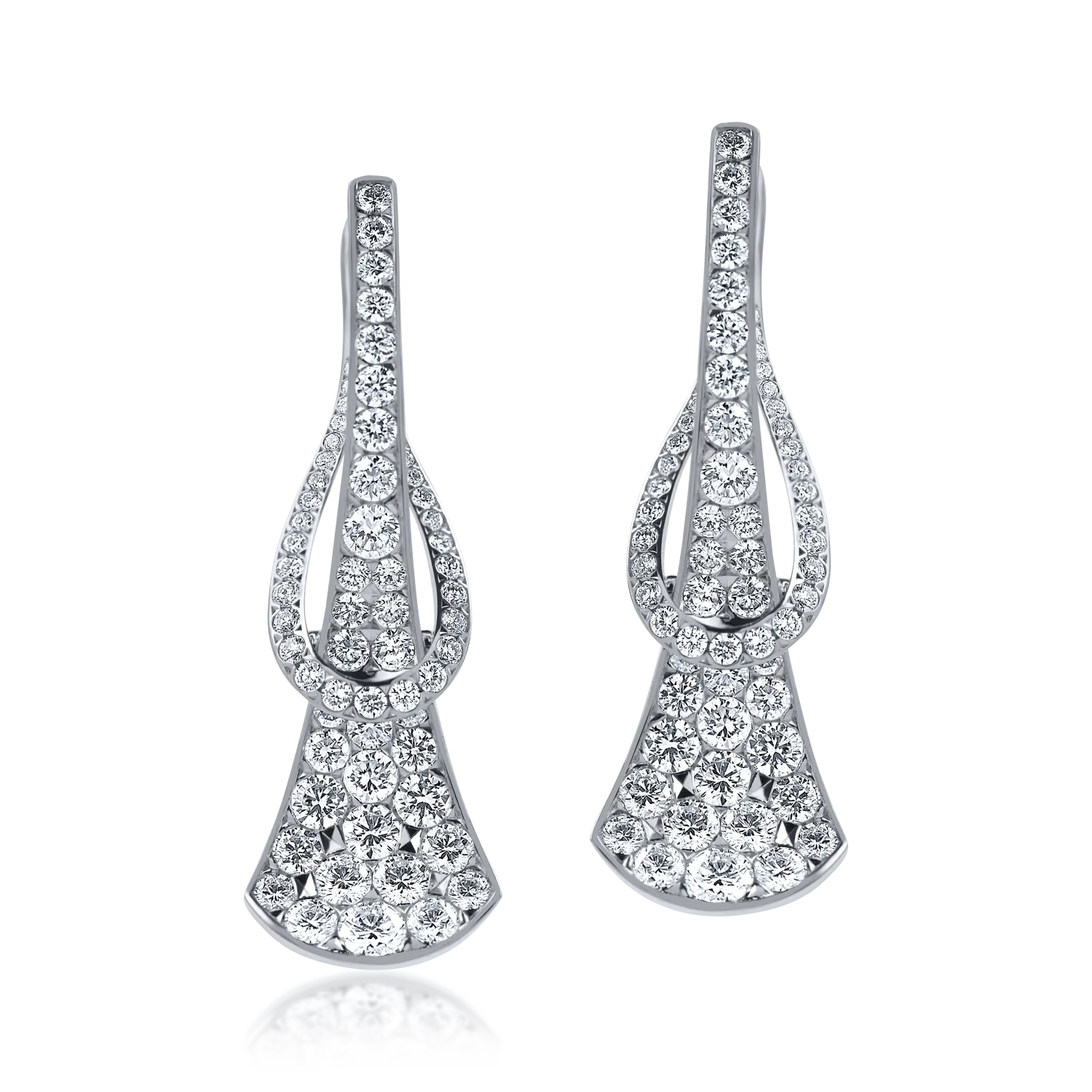 Cercei forma abstracta din aur alb cu diamante de 2.2ct - 1 | YEO