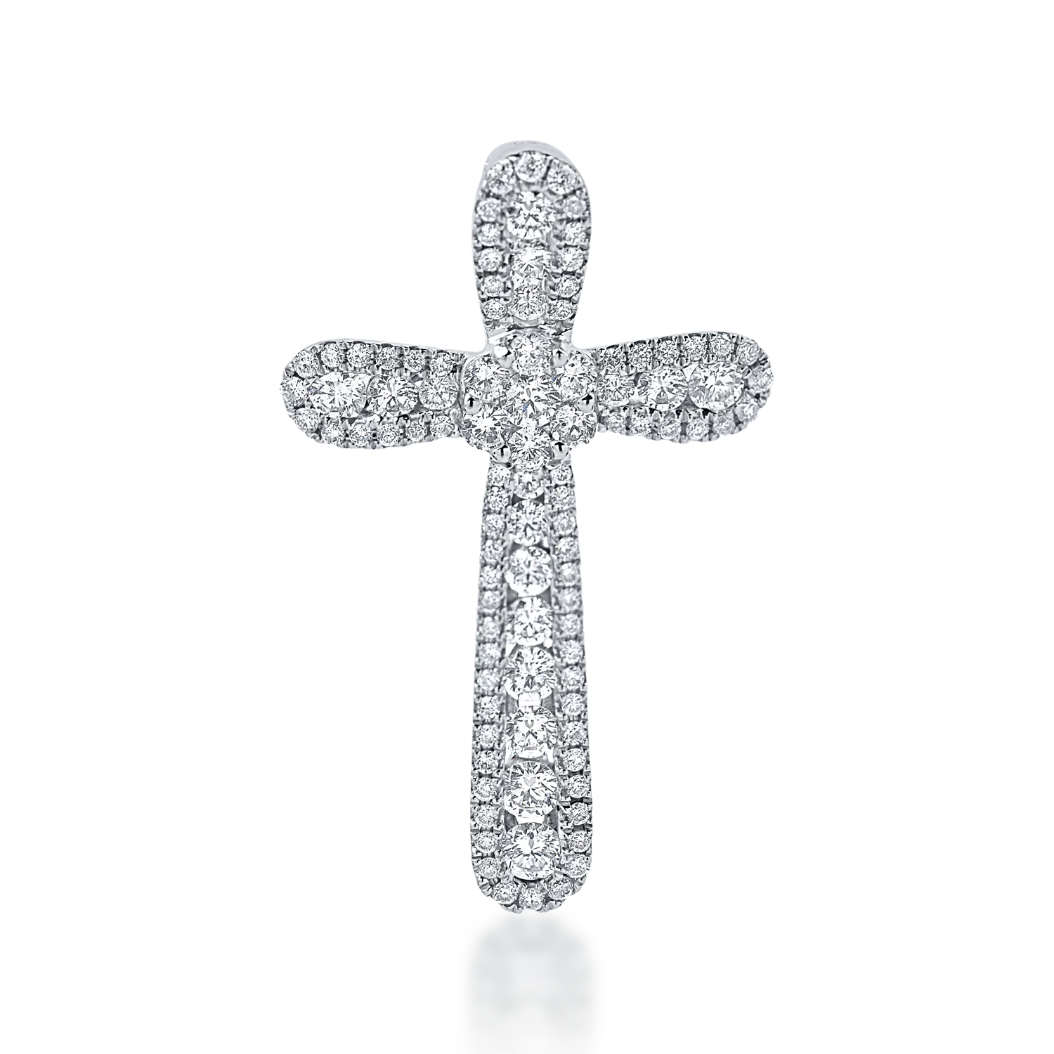 Pandantiv cruce din aur alb cu diamante de 1ct
