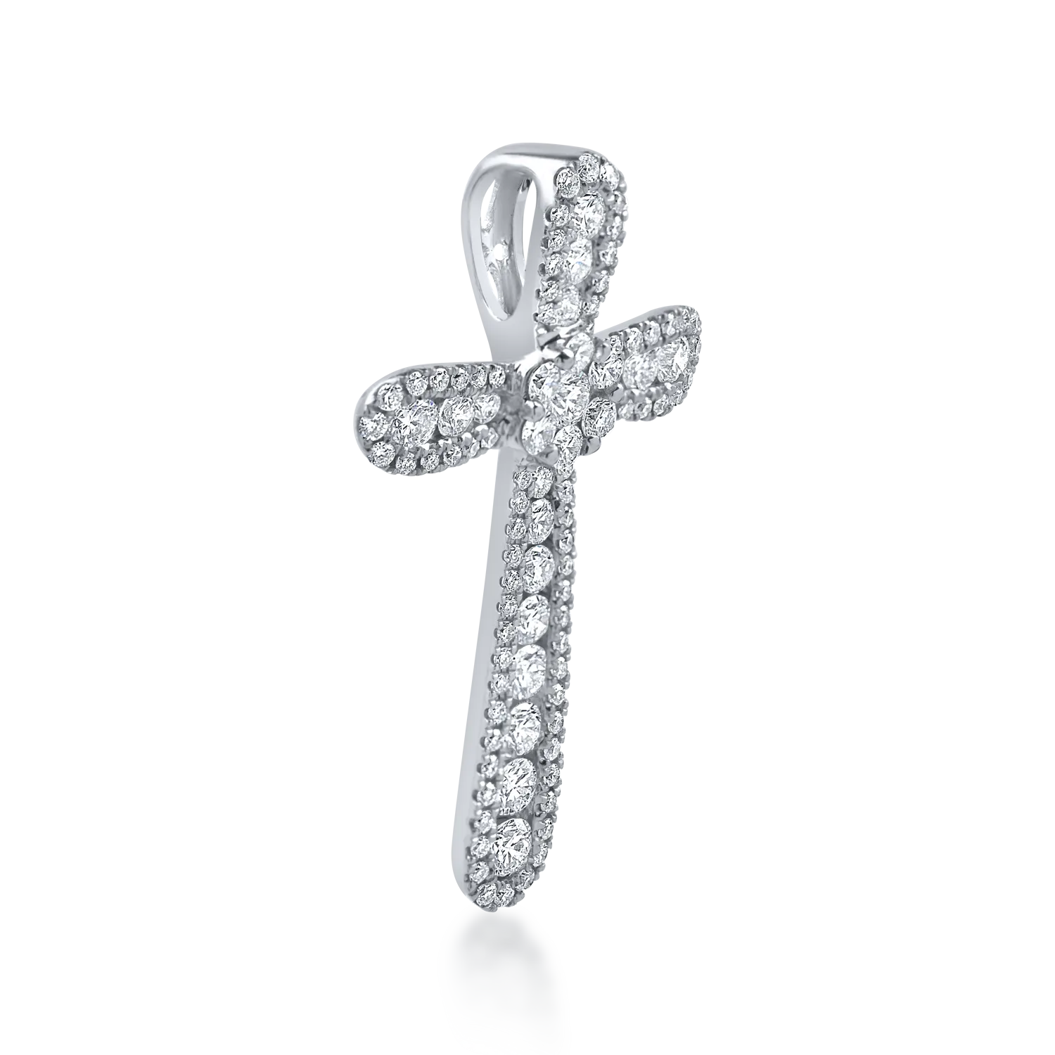 Pandantiv cruce din aur alb cu diamante de 1ct