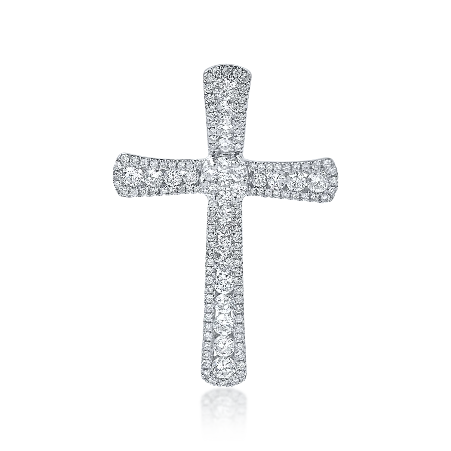 Teilor Pandantiv cruce din aur alb cu diamante de 1.4ct