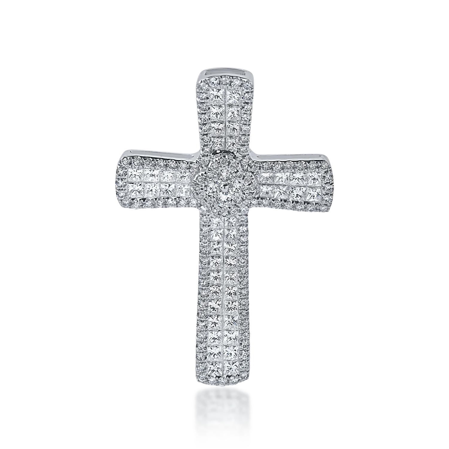 Wisiorek z białego złota w kształcie krzyża z diamentami o masie 2ct-189874