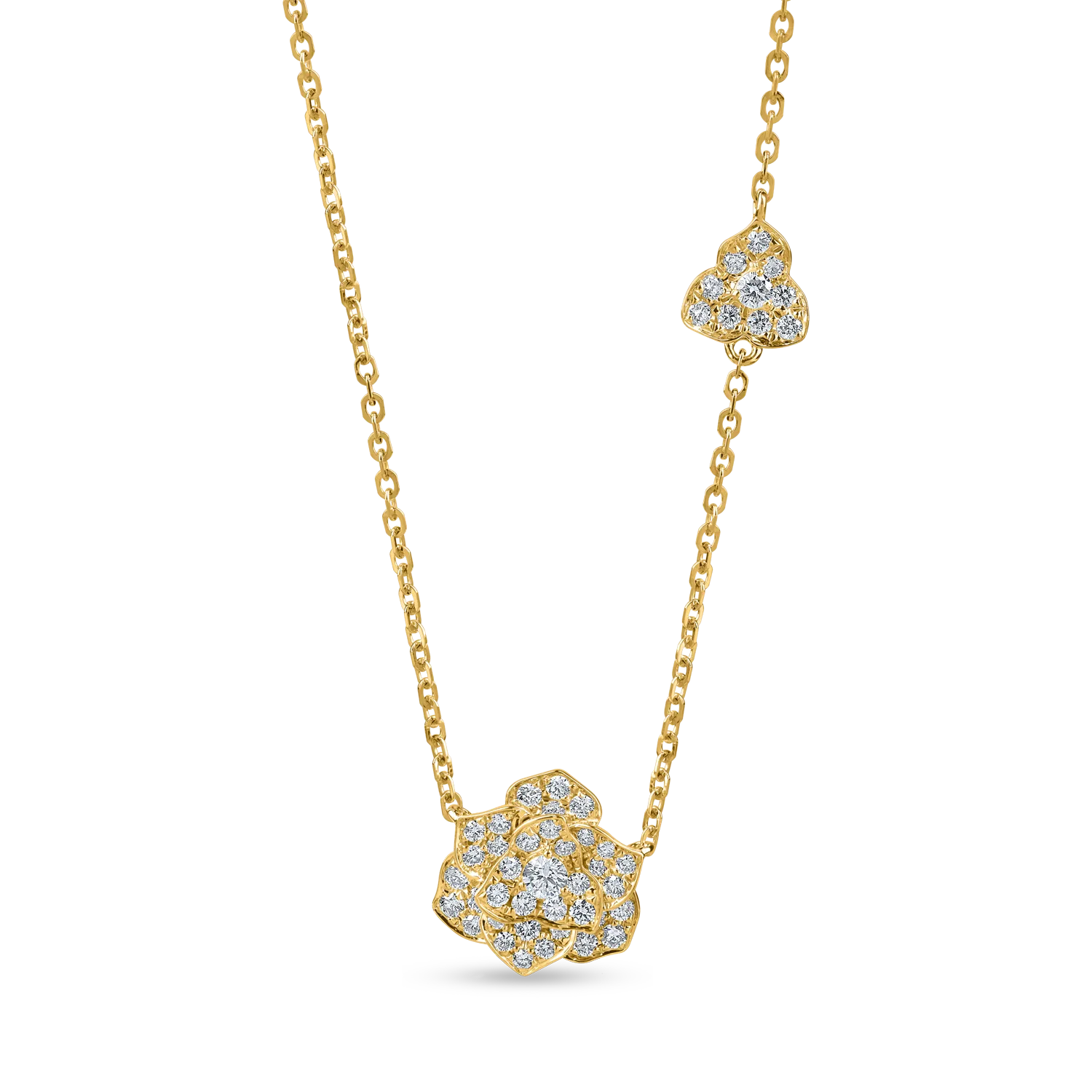 Teilor Lant cu pandantiv floare din aur galben cu diamante de 0.6ct