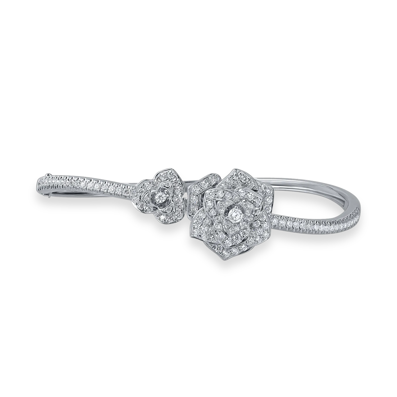 Bratara din aur alb cu pandantive florale cu diamante de 1.3ct