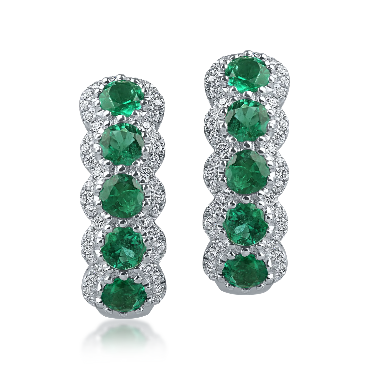 White gold hoop earrings with 1.2ct emeralds and diamonds-189906