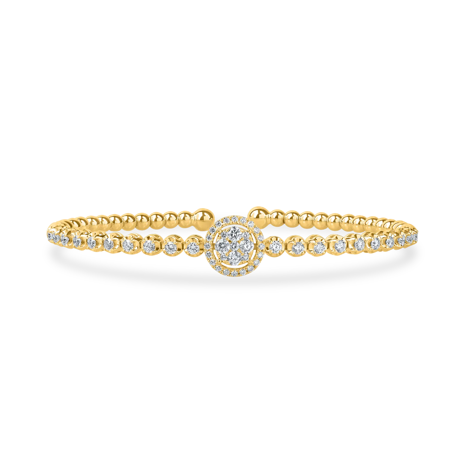 Bratara fixa deschisa din aur galben cu diamante de 0.9ct