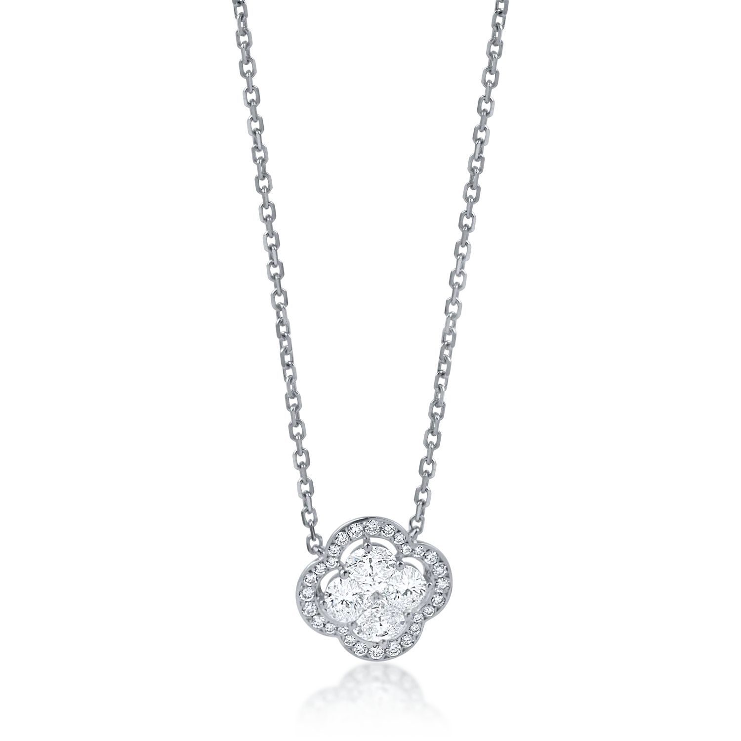 Lant cu pandantiv din aur alb cu diamante de 0.8ct