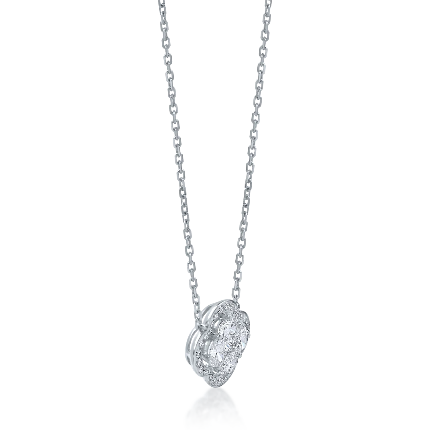 Lant cu pandantiv din aur alb cu diamante de 0.8ct