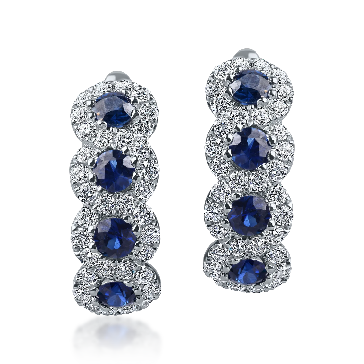 White gold hoop earrings with 1.9ct sapphires and diamonds-189914