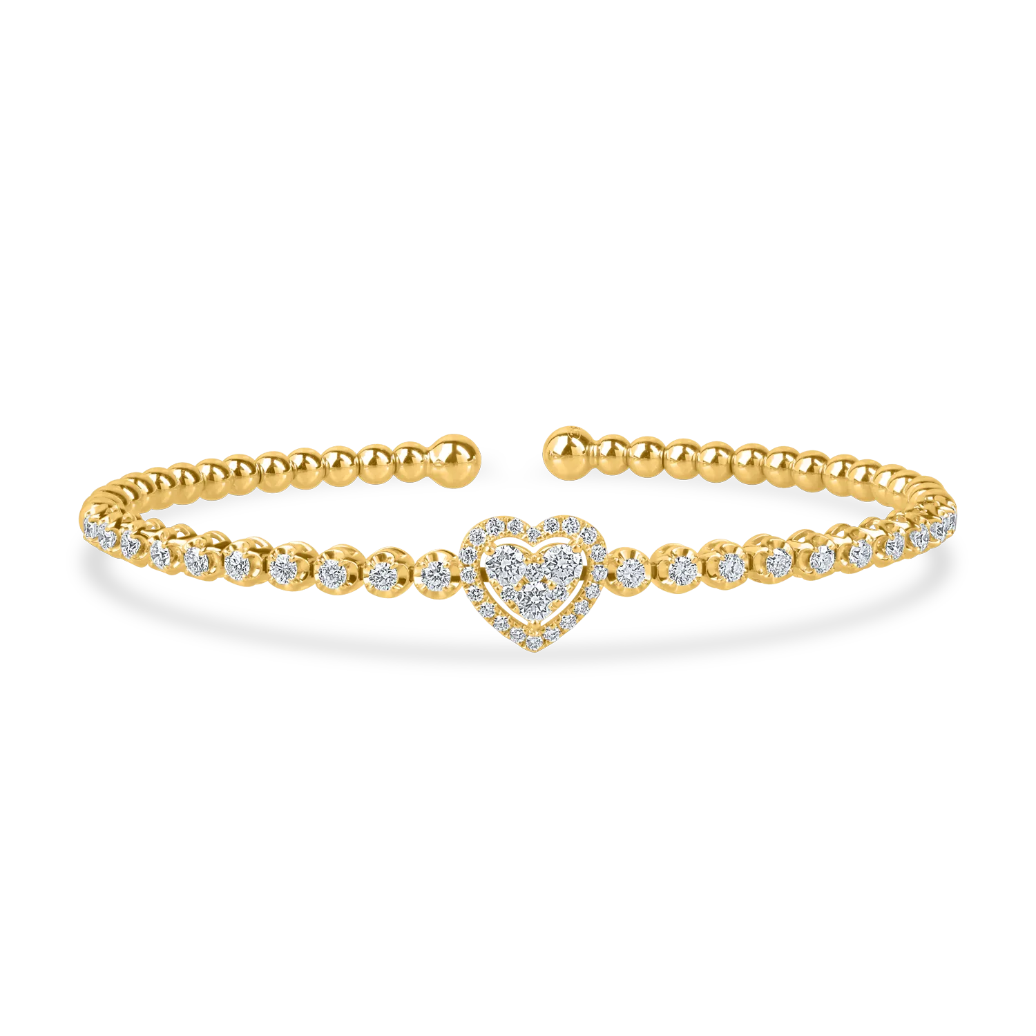 Yellow gold heart pendant bracelet with 0.9ct diamonds-189921