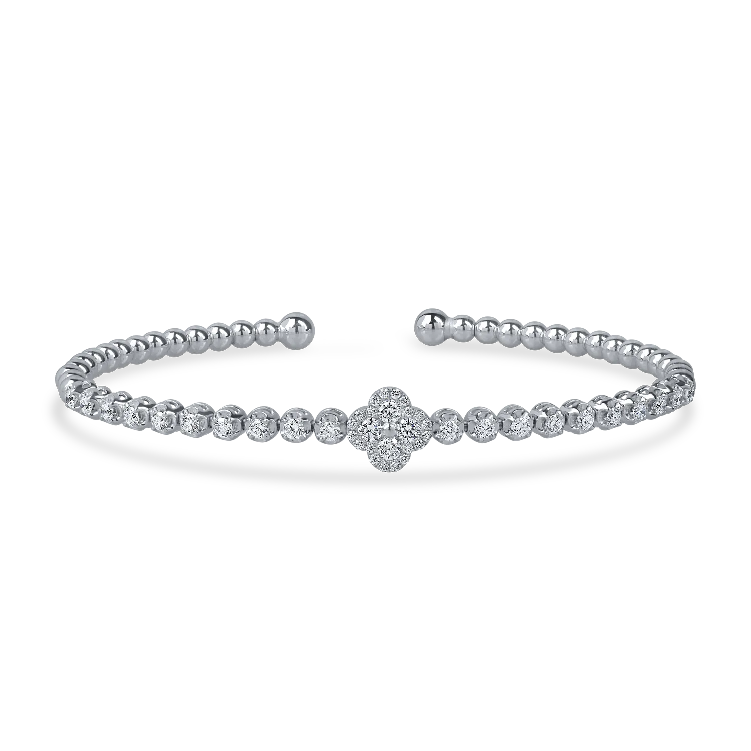 Bratara fixa din aur alb cu diamante de 0.8ct