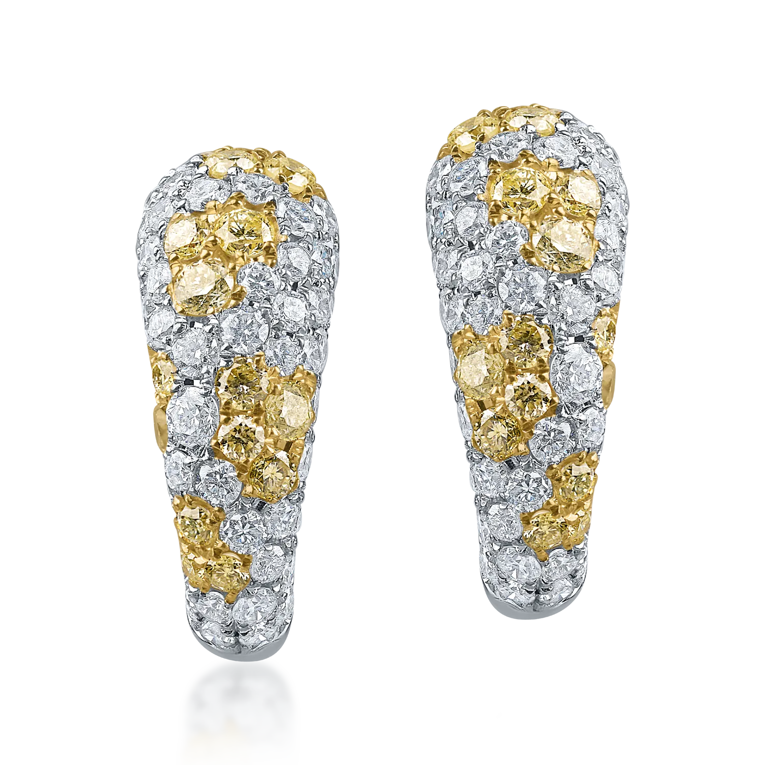 Cercei din aur alb cu diamante galbene si incolore de 1.55ct - 1 | YEO
