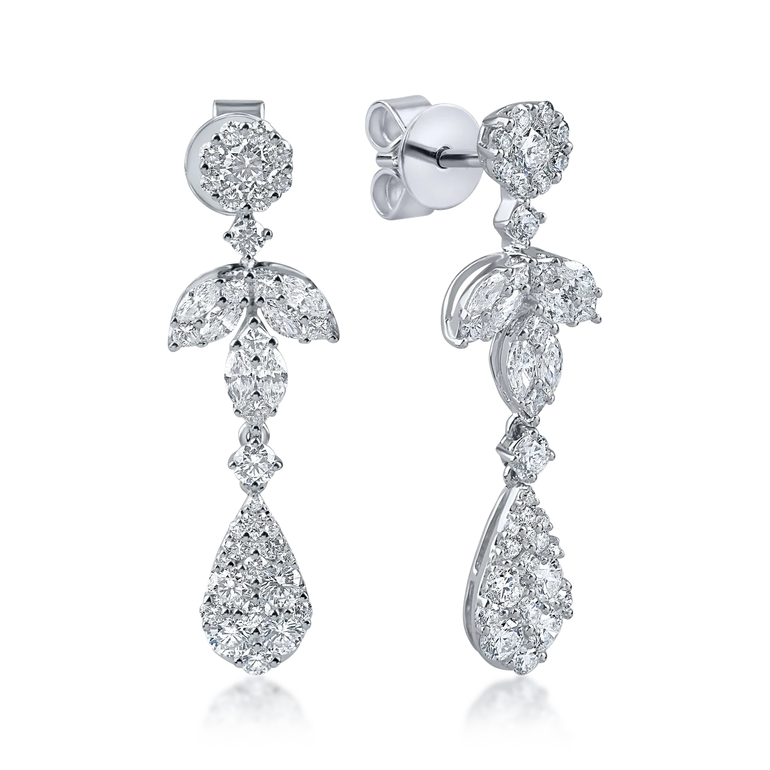 Cercei geometrici din aur alb cu diamante de 2.45ct
