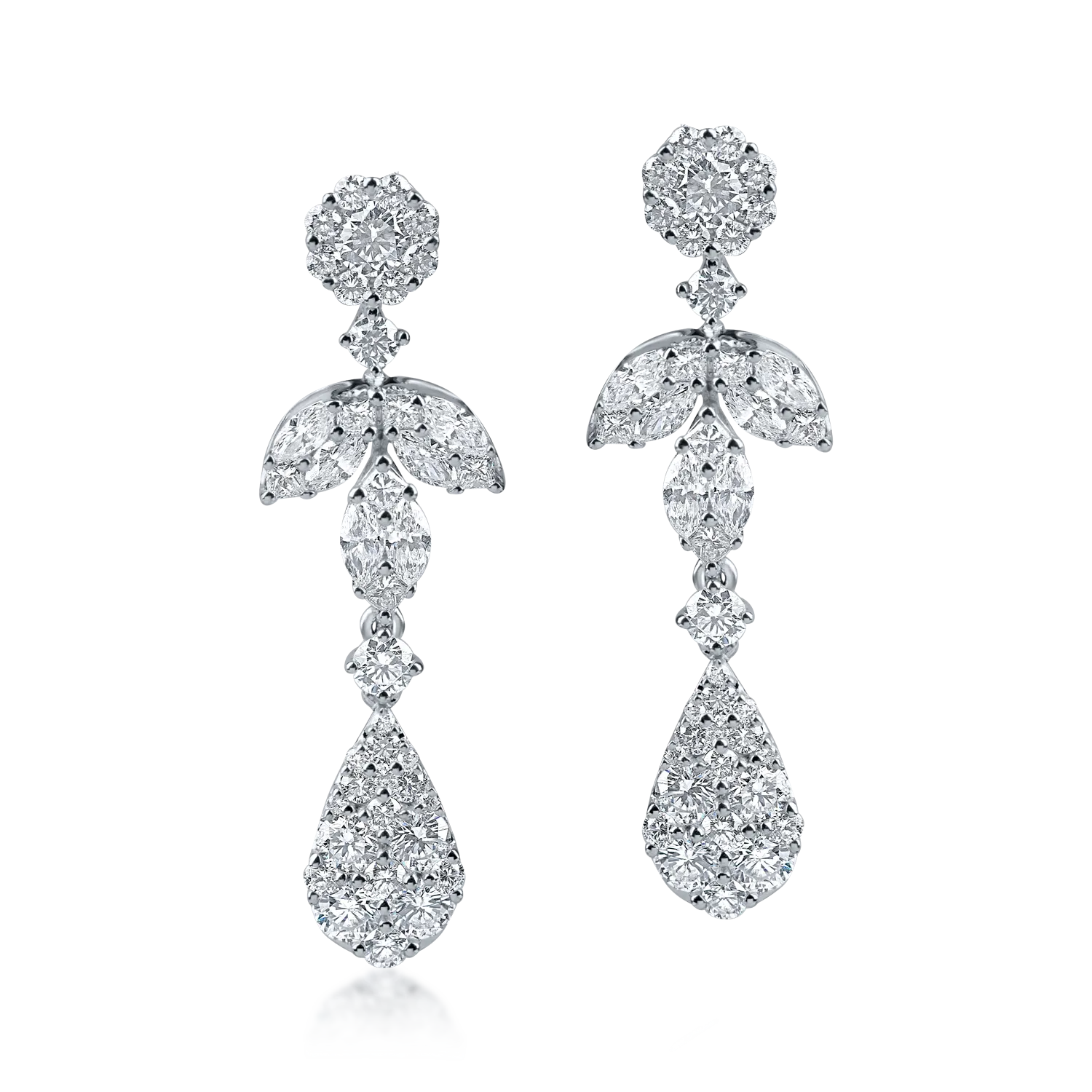 Cercei geometrici din aur alb cu diamante de 2.45ct