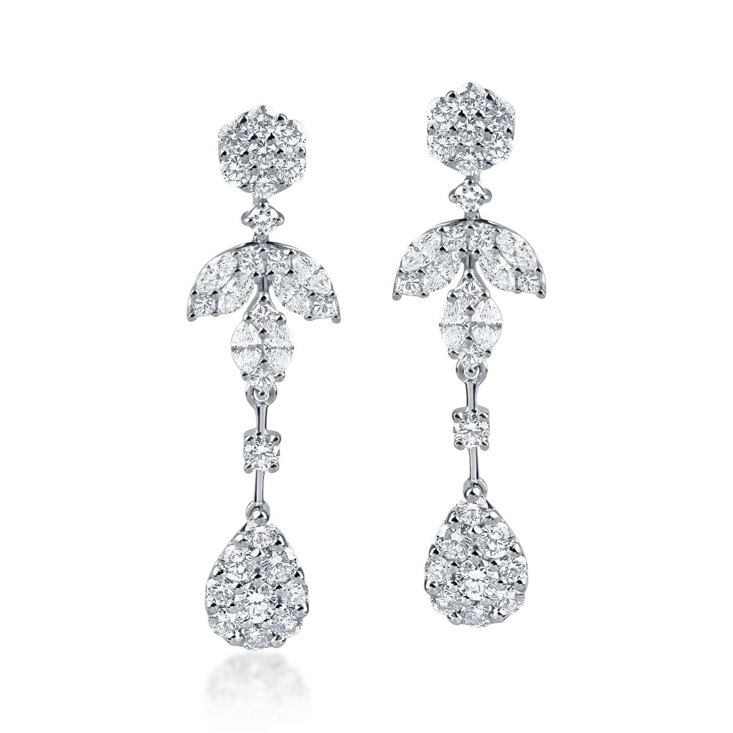 Cercei geometrici din aur alb cu diamante de 1.7ct - 1 | YEO