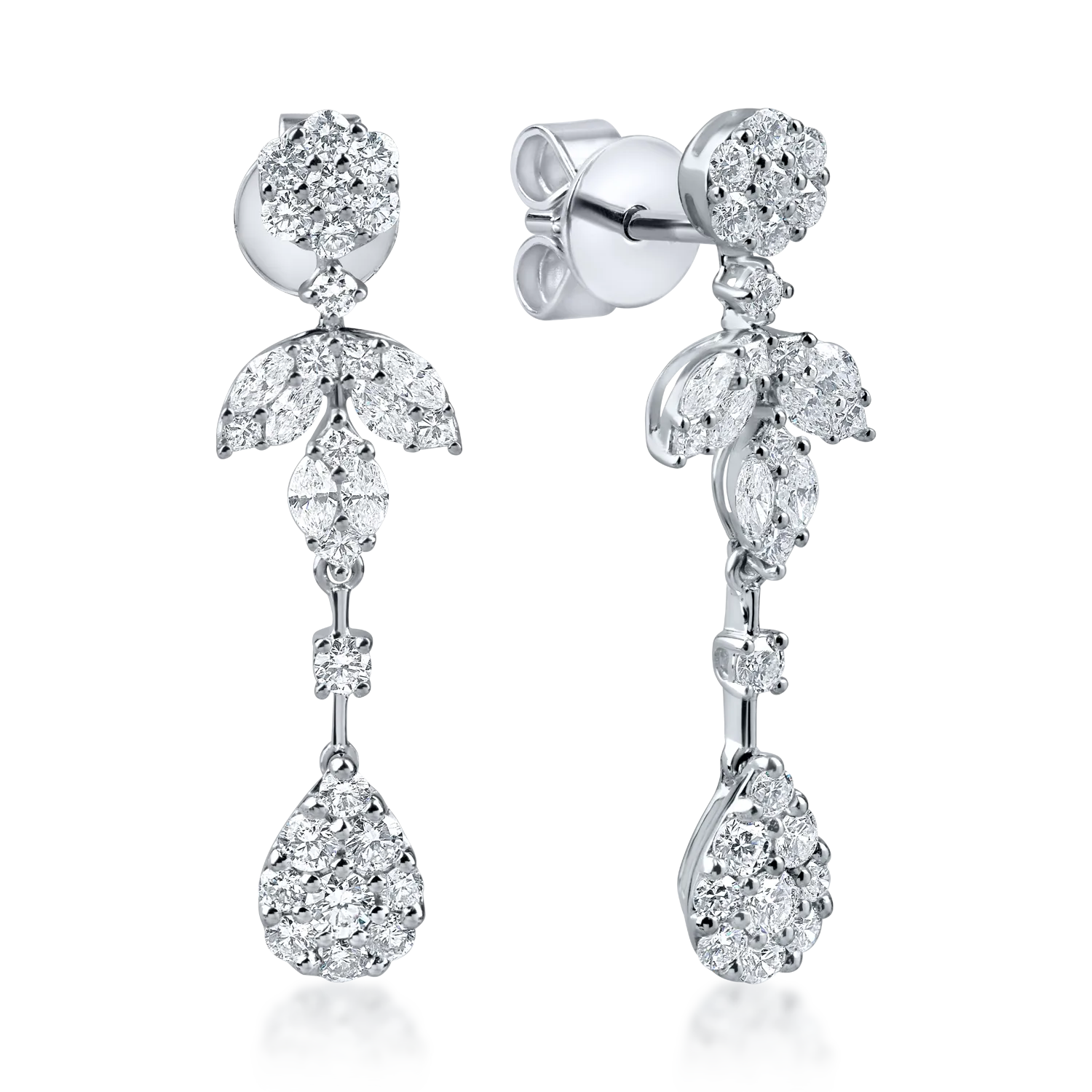 Fehérarany geometrikus fülbevaló 1.7 ct gyémánttal