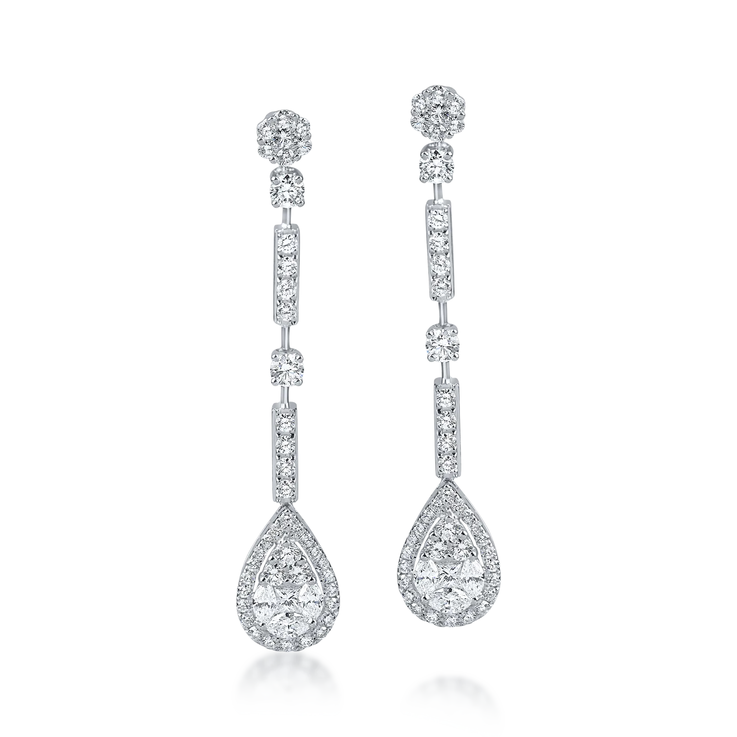 Cercei lungi din aur alb cu diamante de 1.89ct - 1 | YEO