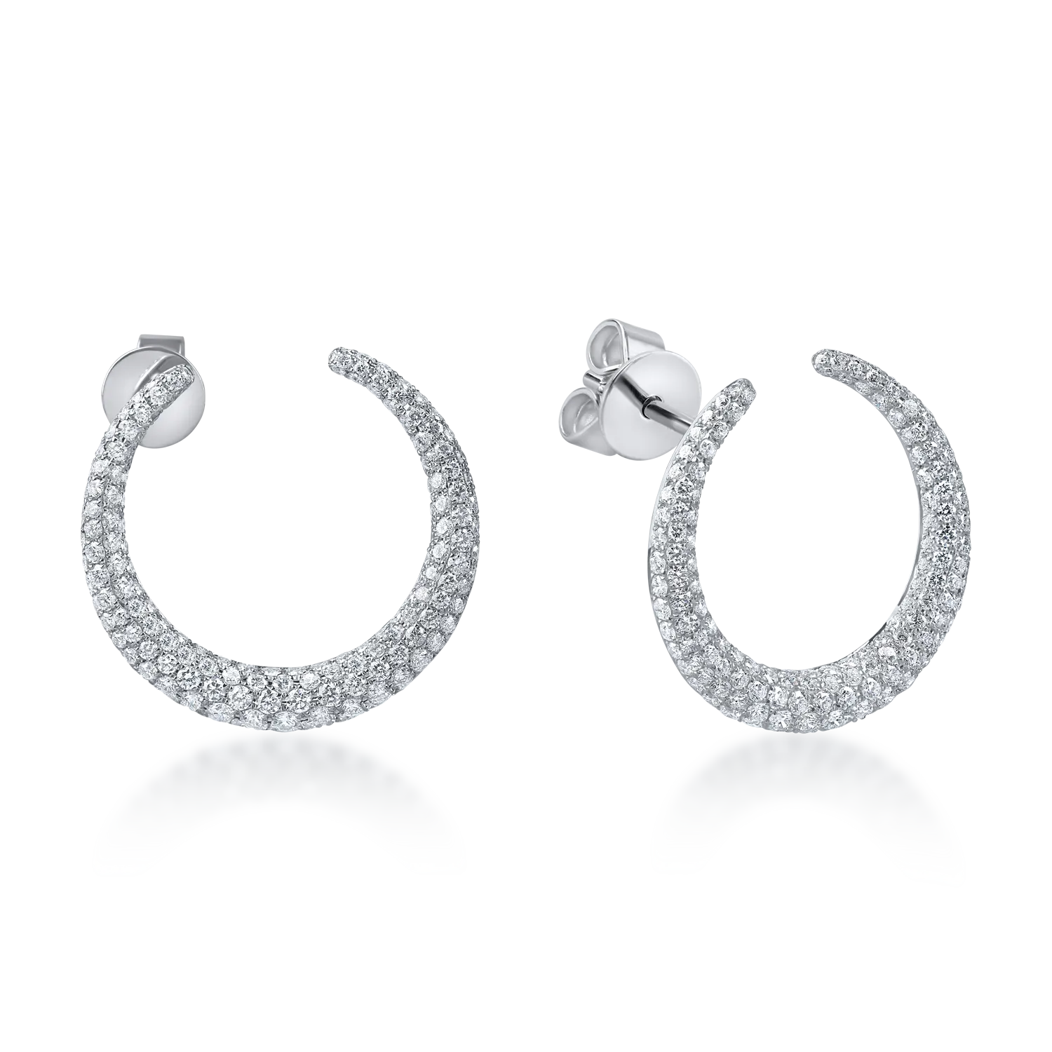 Cercei rotunzi din aur alb cu diamante de 3.35ct
