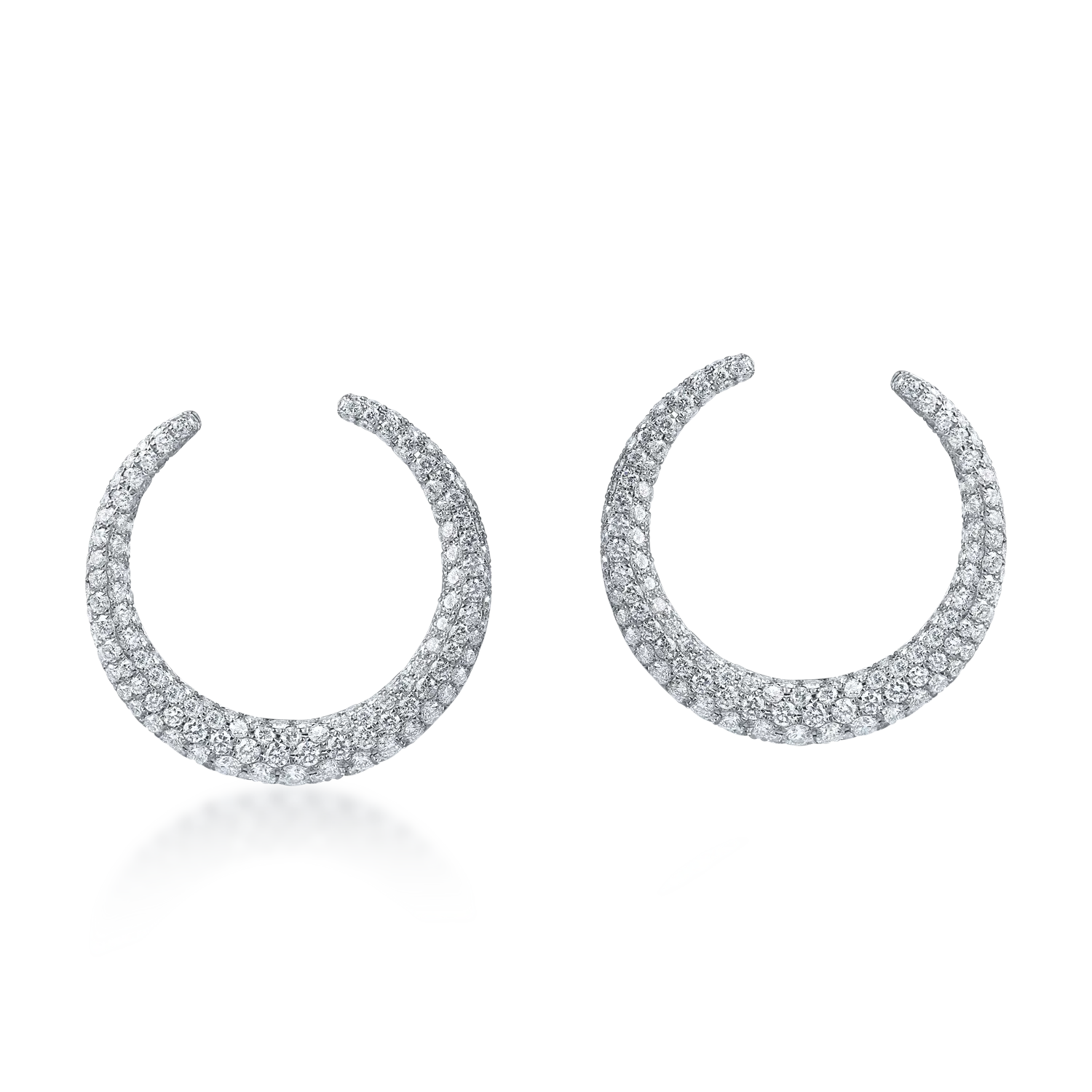 Cercei rotunzi din aur alb cu diamante de 3.35ct