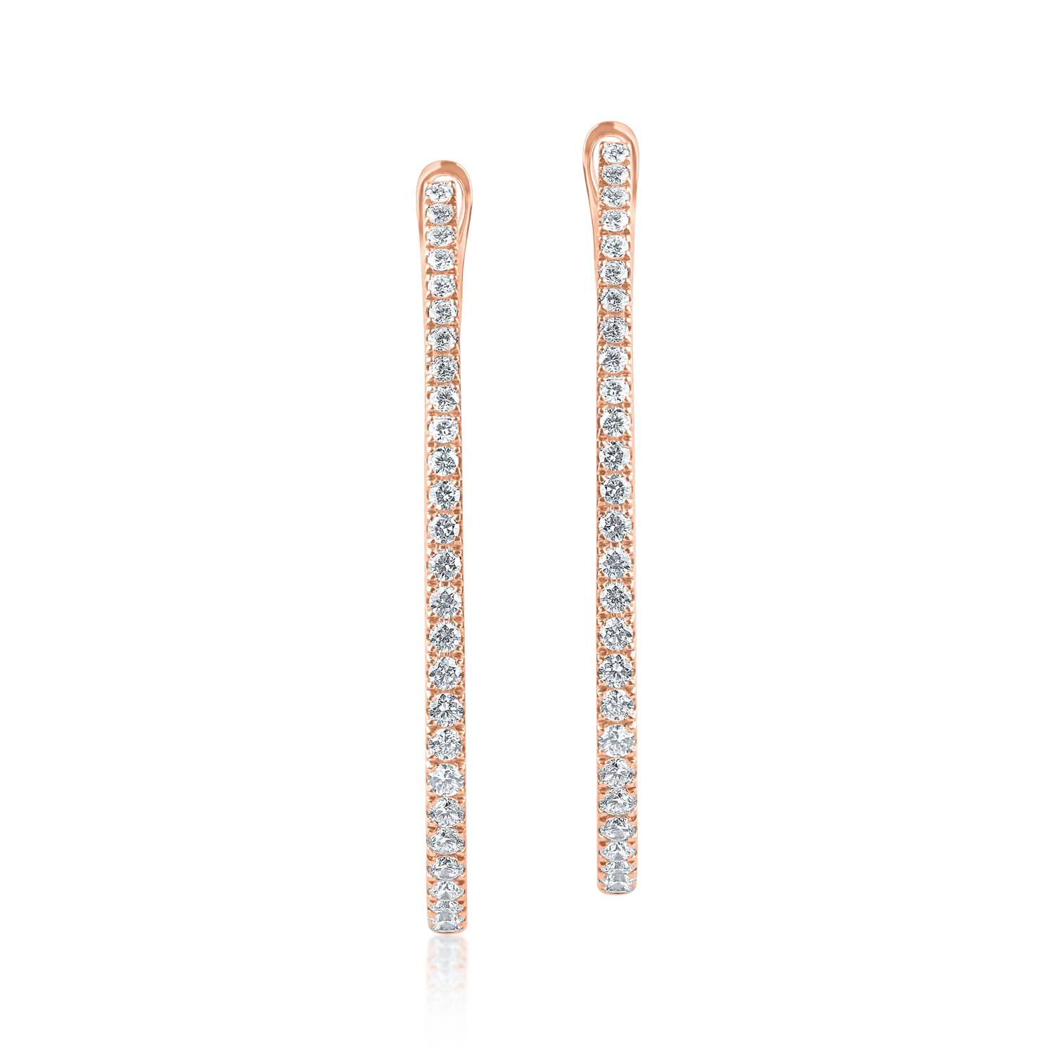 Cercei ovali din aur roz cu diamante de 1.3ct - 1 | YEO