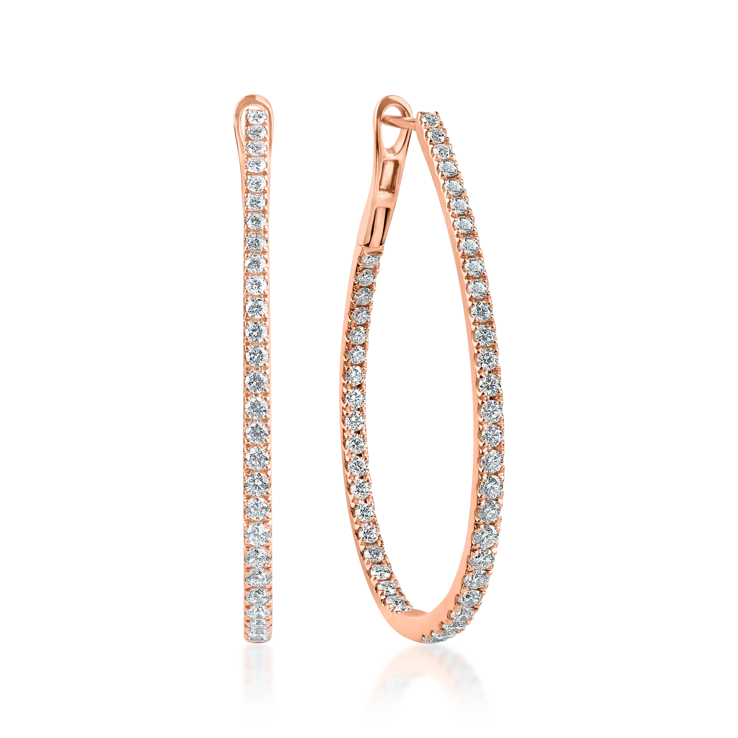 TEILOR Cercei ovali din aur roz cu diamante de 1.3ct
