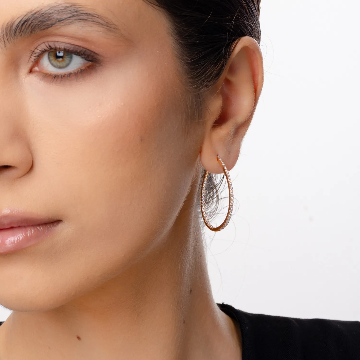 Rose gold oval earrings with 1.3ct diamonds