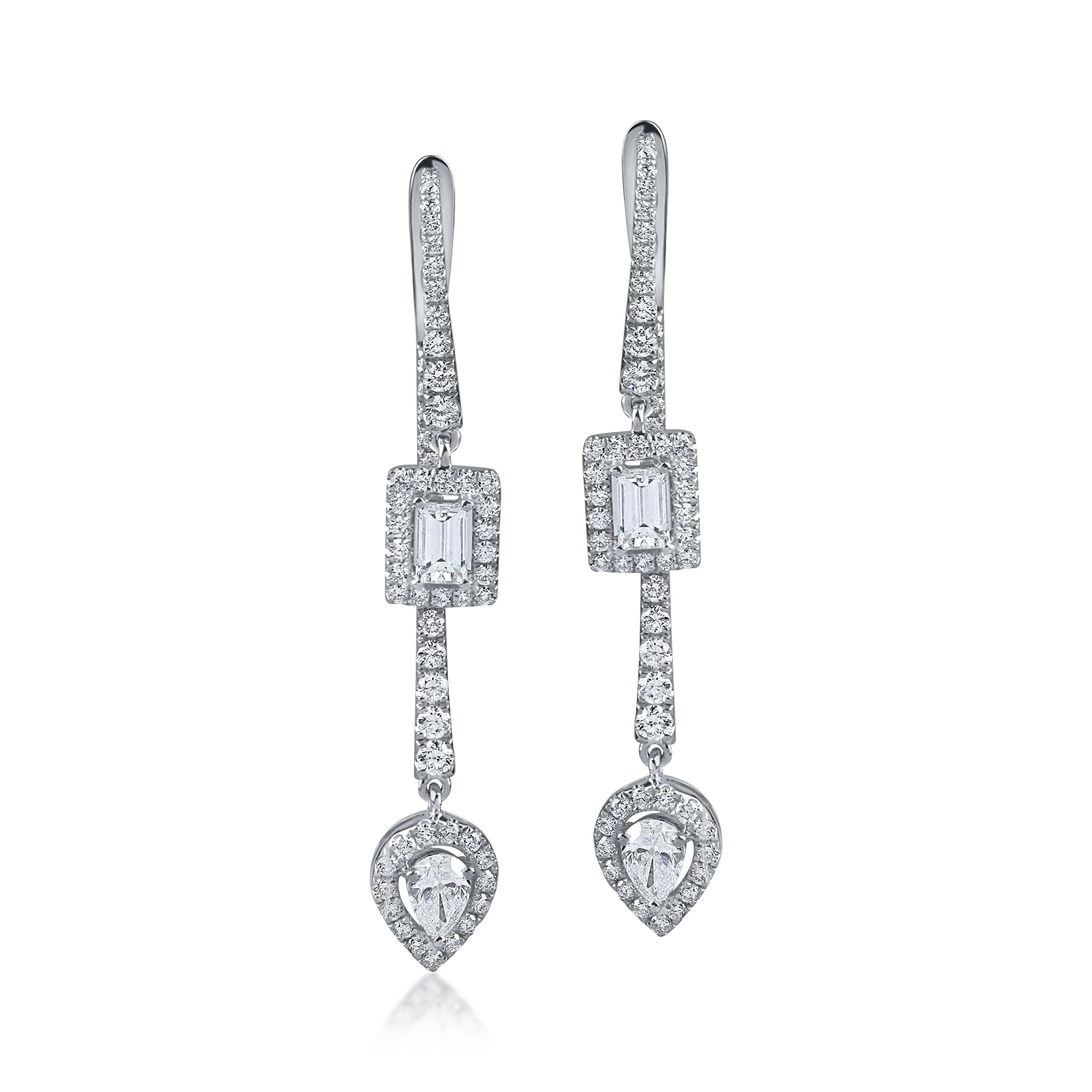 Cercei geometrici din aur alb cu diamante de 1.55ct - 1 | YEO