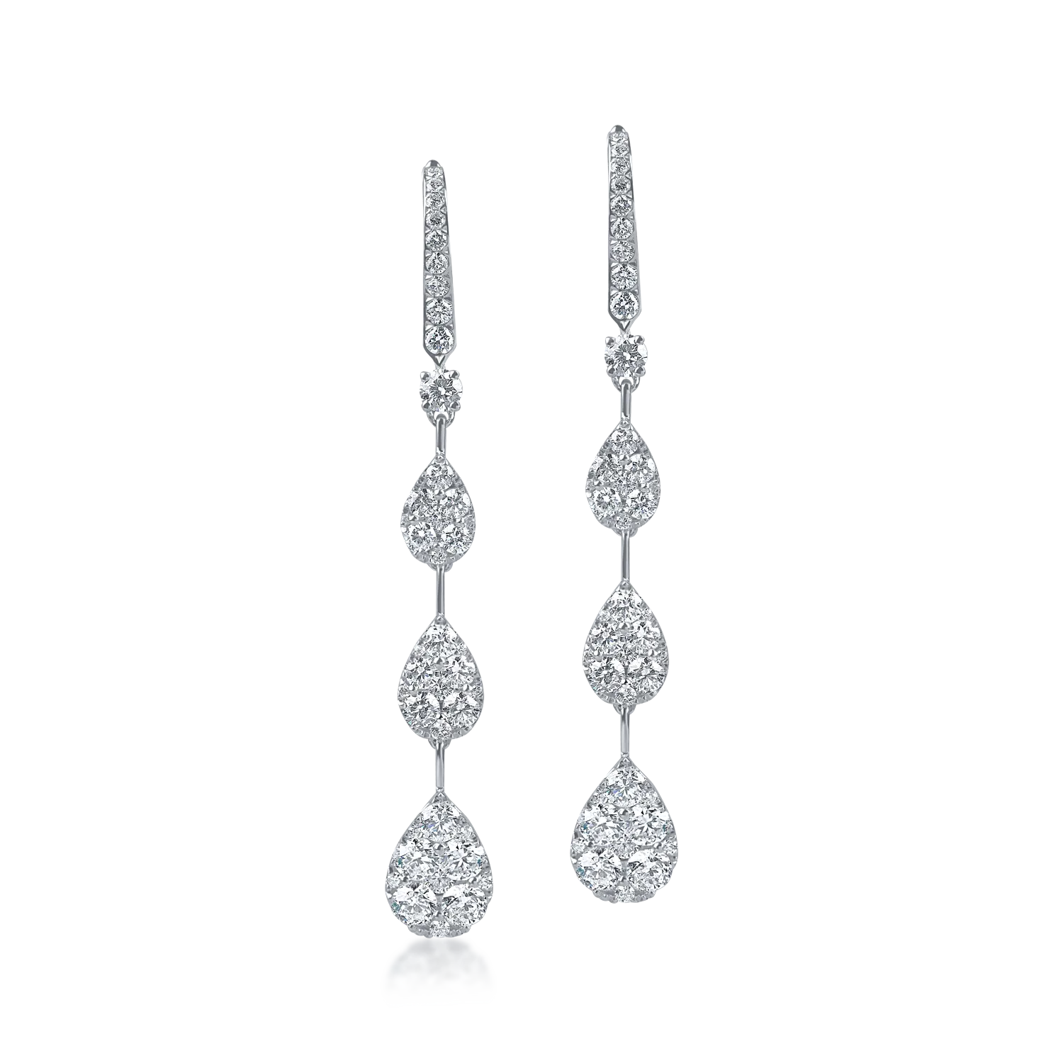 Cercei lungi din aur alb cu diamante de 2.38ct - 1 | YEO