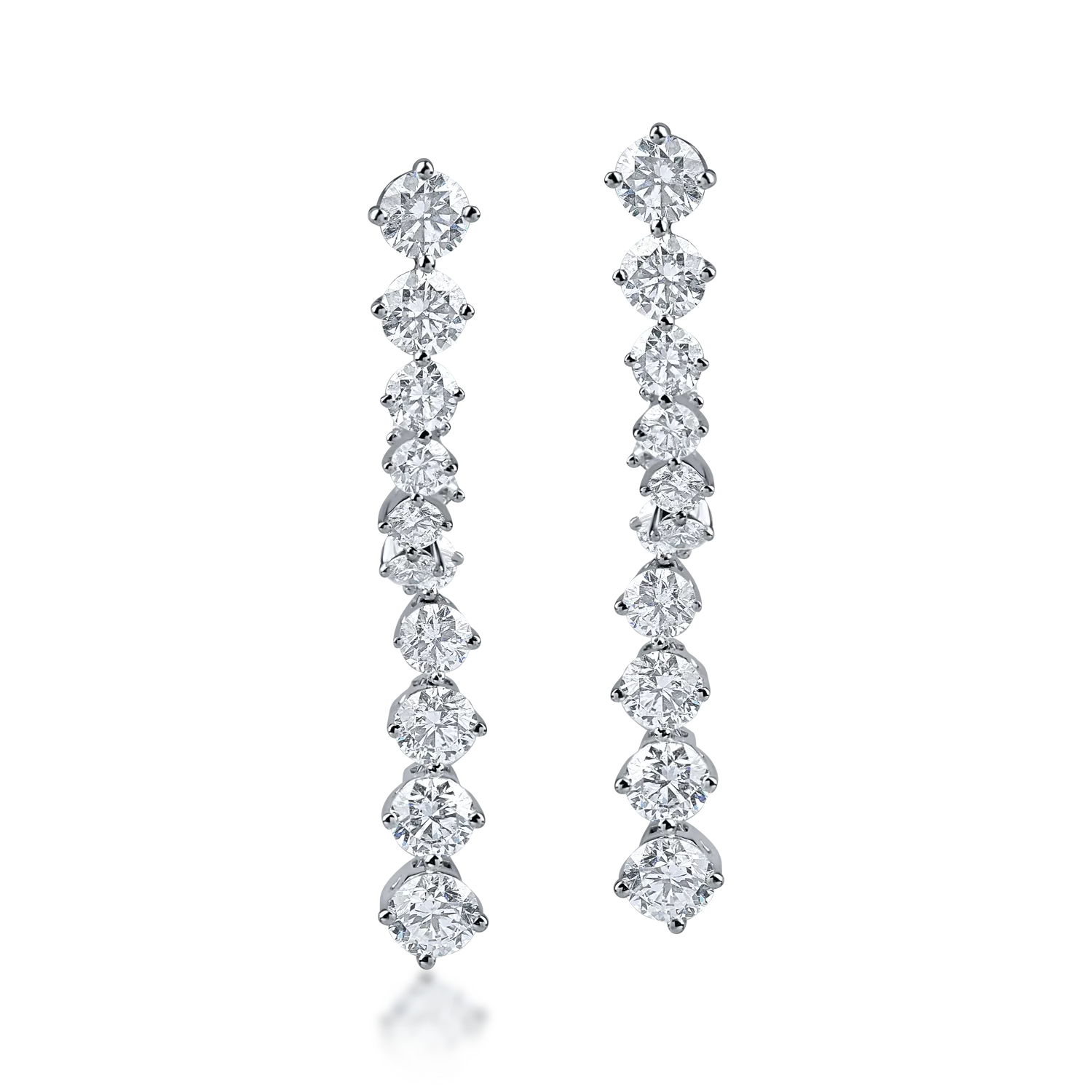 Długie kolczyki z białego złota z diamentami 2 ct