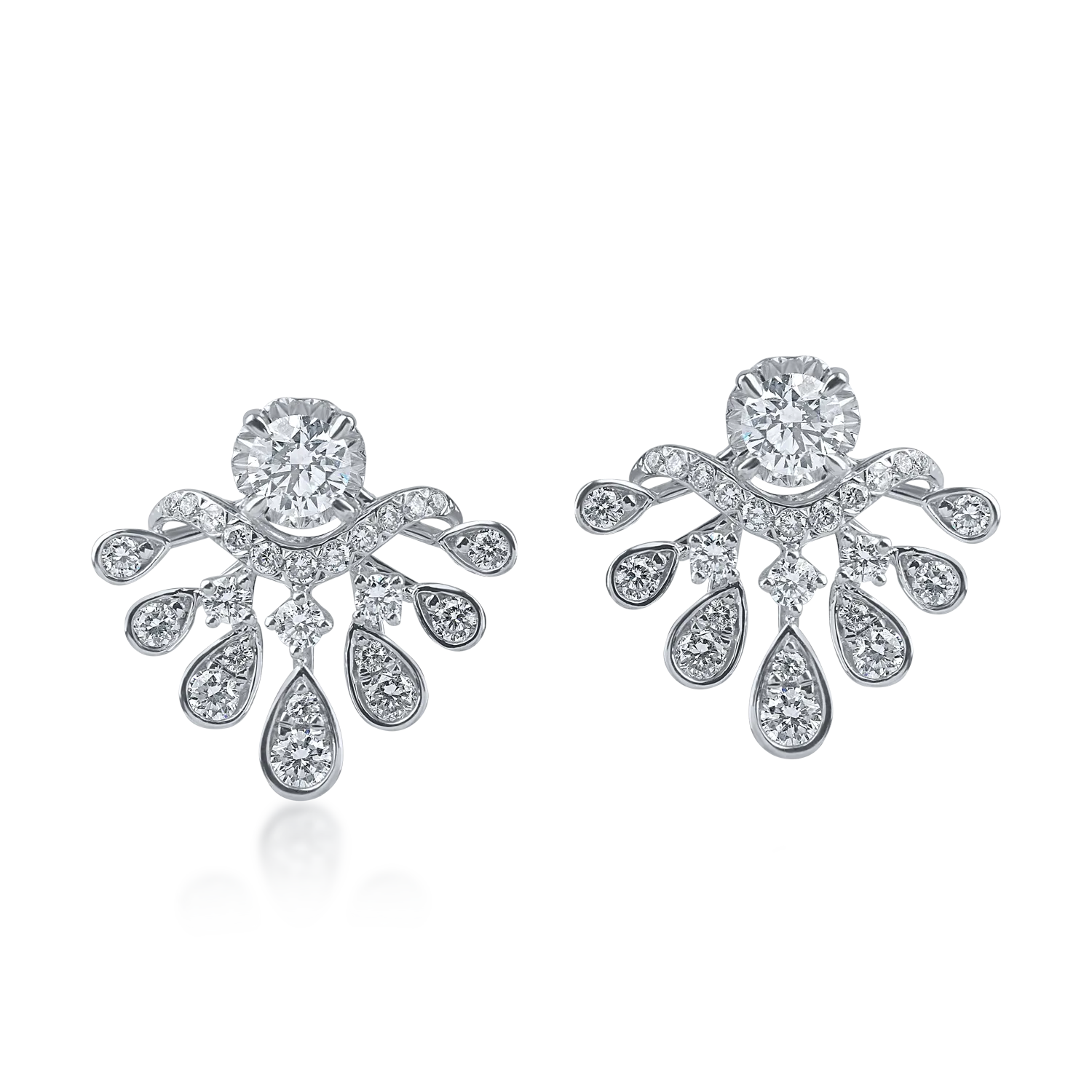 Cercei geometrici din aur alb cu diamante de 0.85ct - 1 | YEO