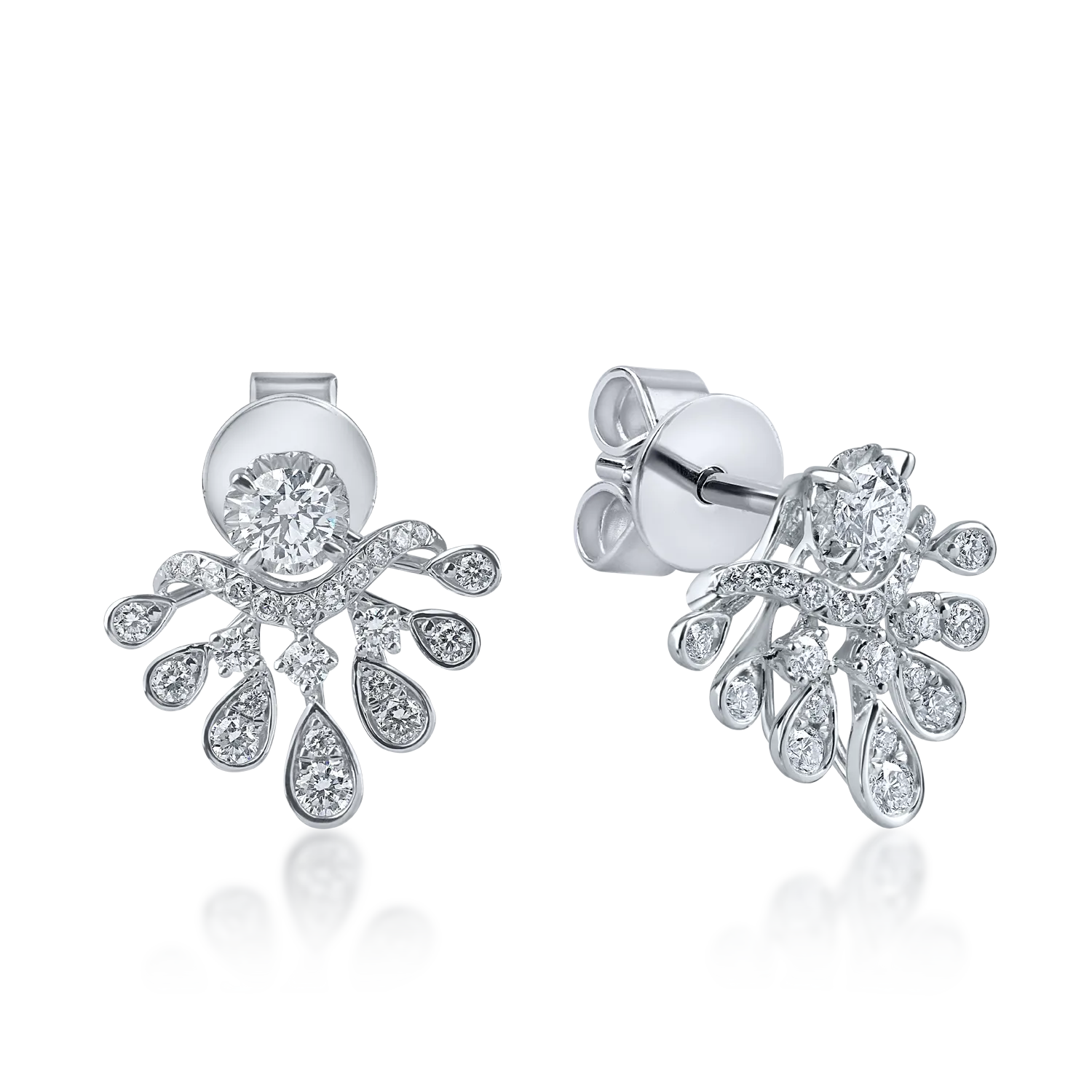 Cercei geometrici din aur alb cu diamante de 0.85ct