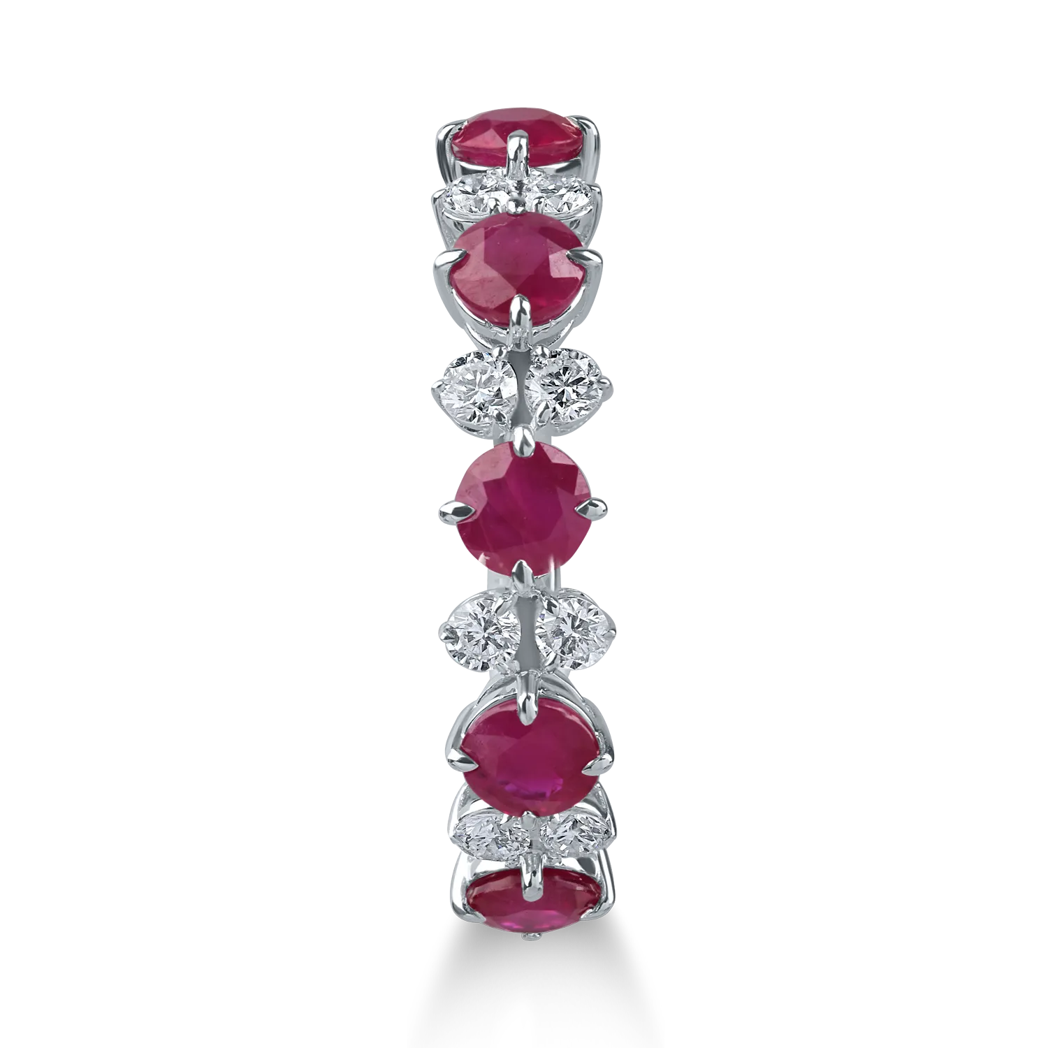 Inel din aur alb cu rubine de 1.1ct si diamante microsetting de 0.2ct