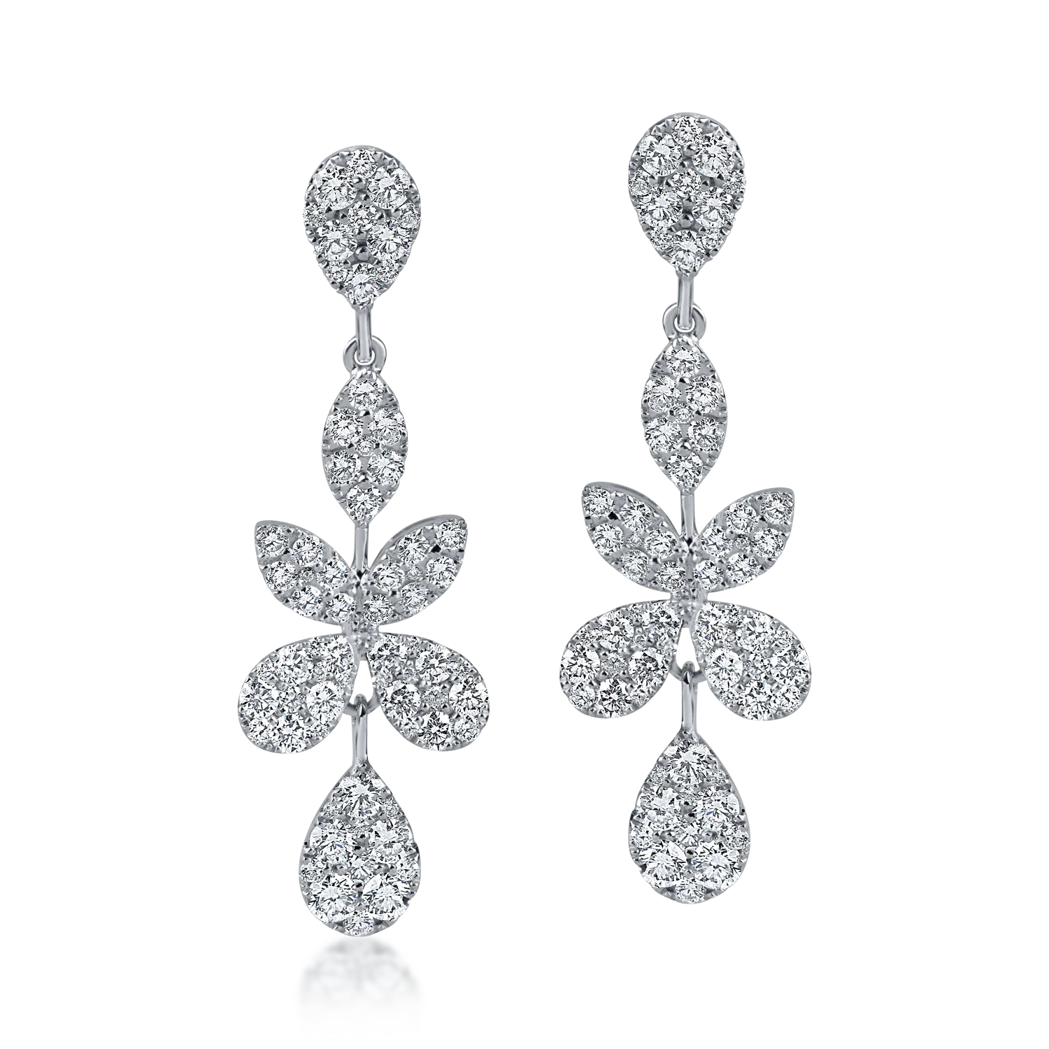 Cercei florali din aur alb cu diamante de 1.9ct - 1 | YEO