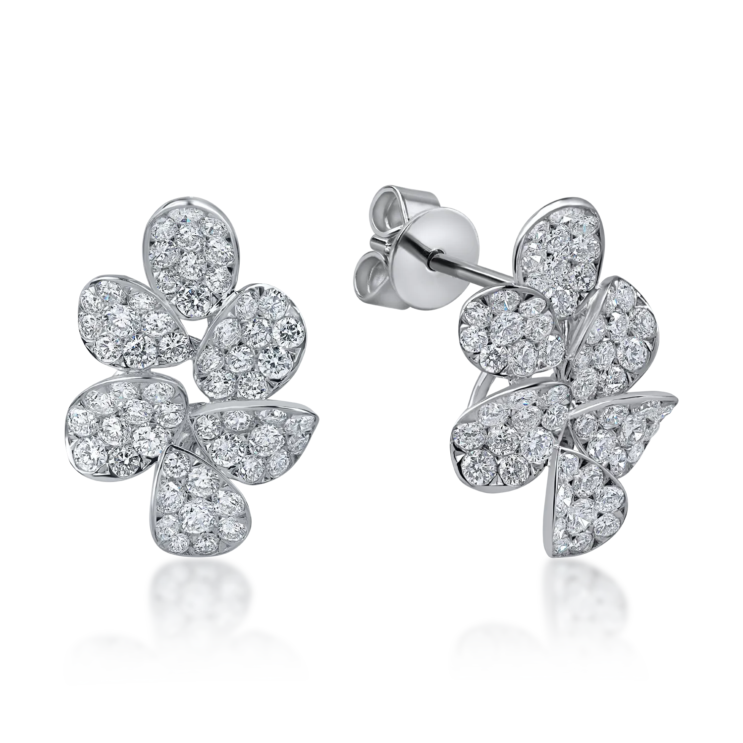 Cercei din aur alb cu diamante microsetting de 1.9ct