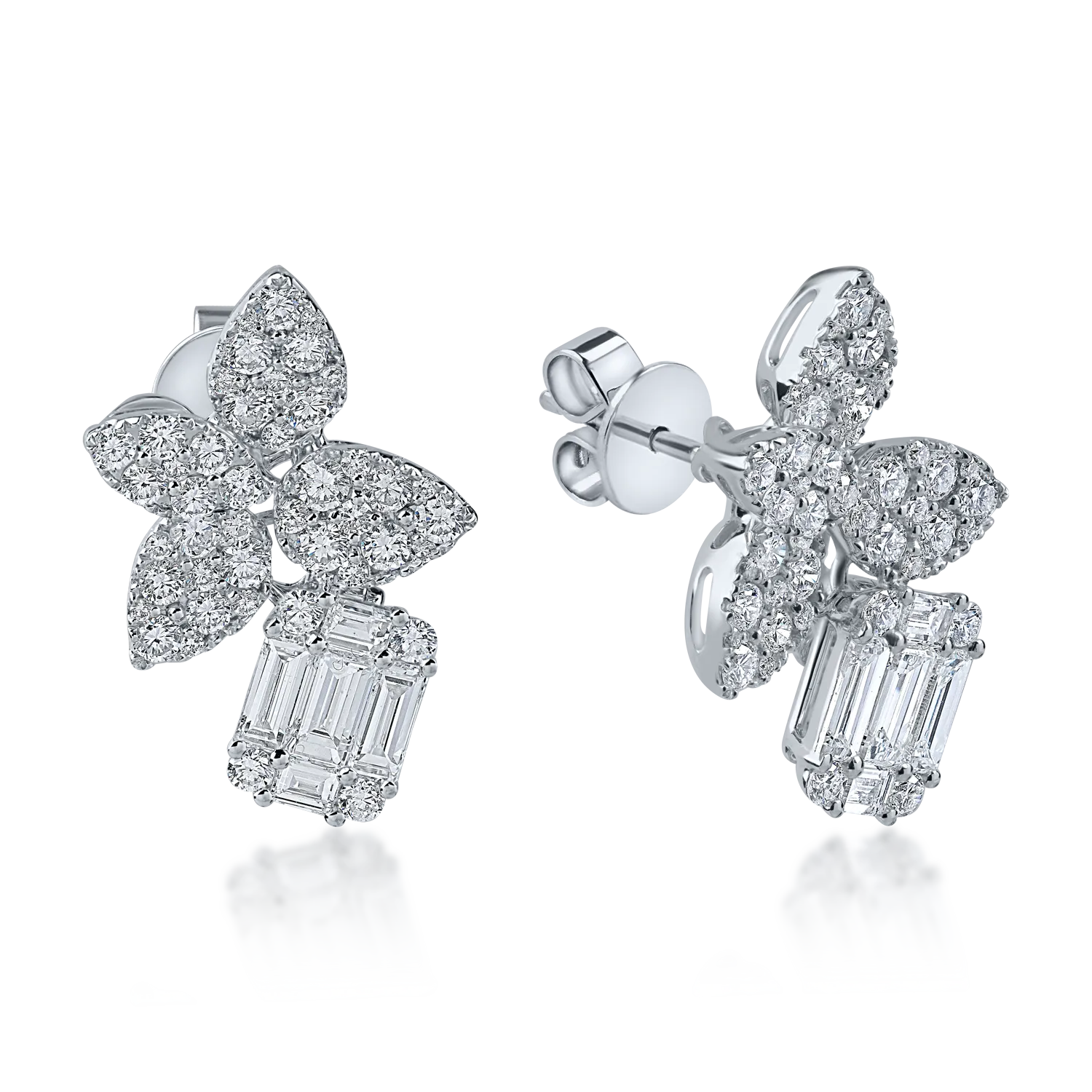 Cercei din aur alb cu diamante microsetting de 2.3ct