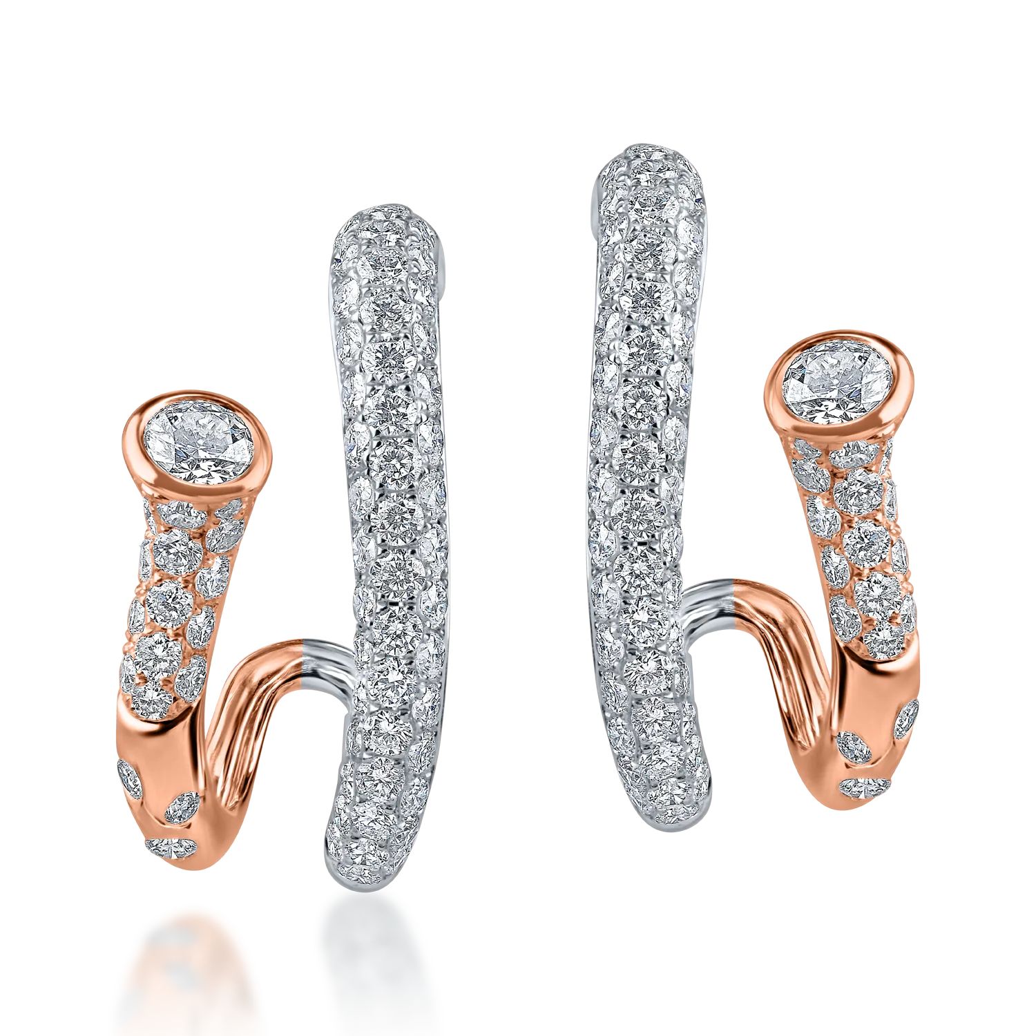 White and rose gold earrings with 2ct diamonds-190942