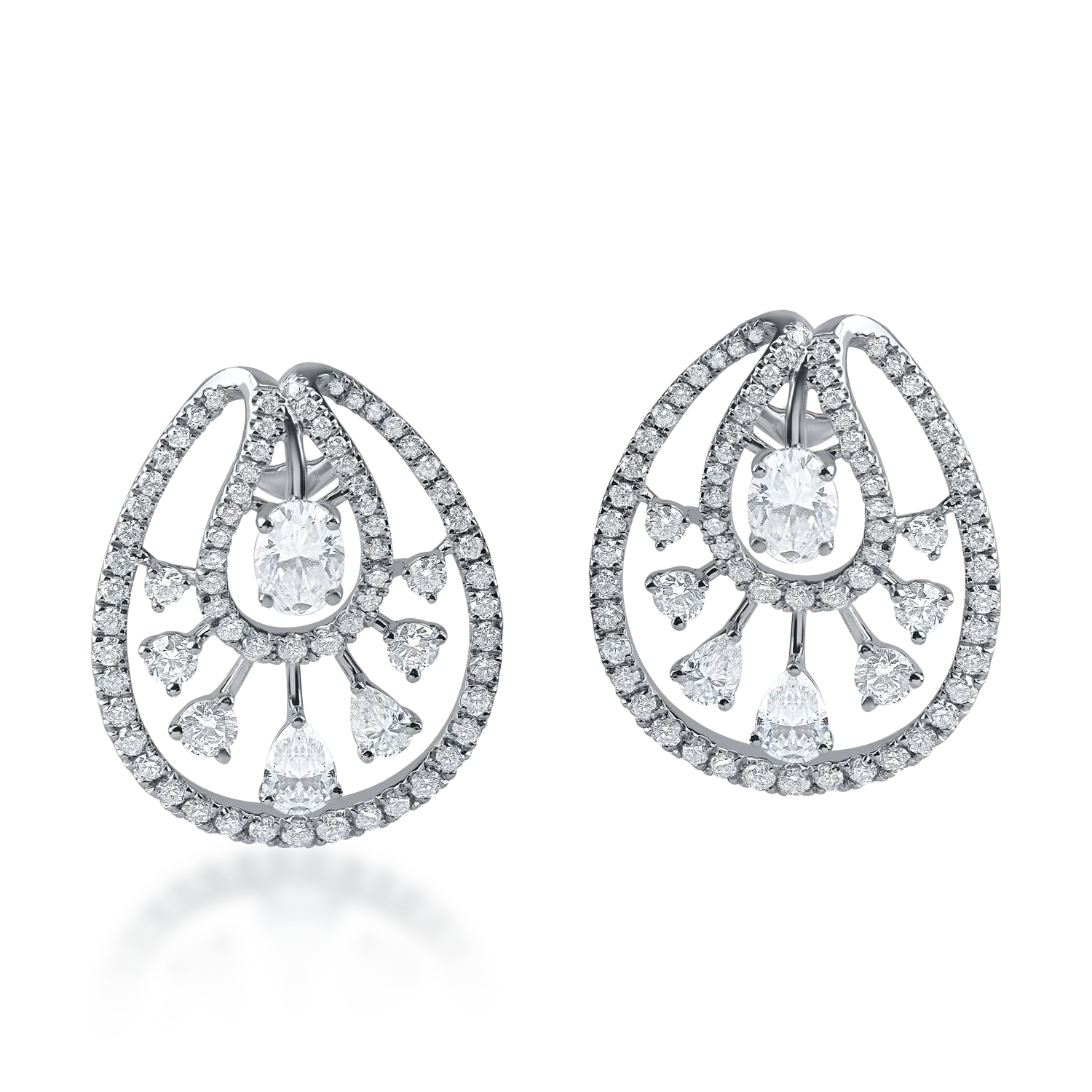 Cercei geometrici din aur alb cu diamante de 1.36ct - 1 | YEO