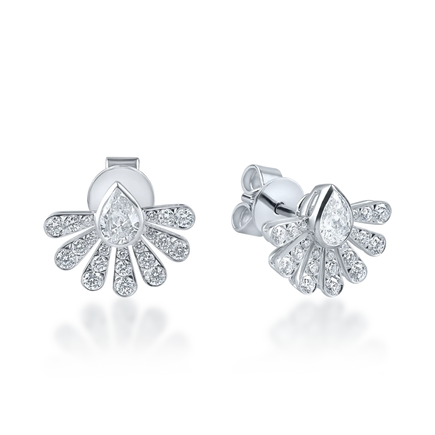 Cercei geometrici din aur alb cu diamante de 1.26ct