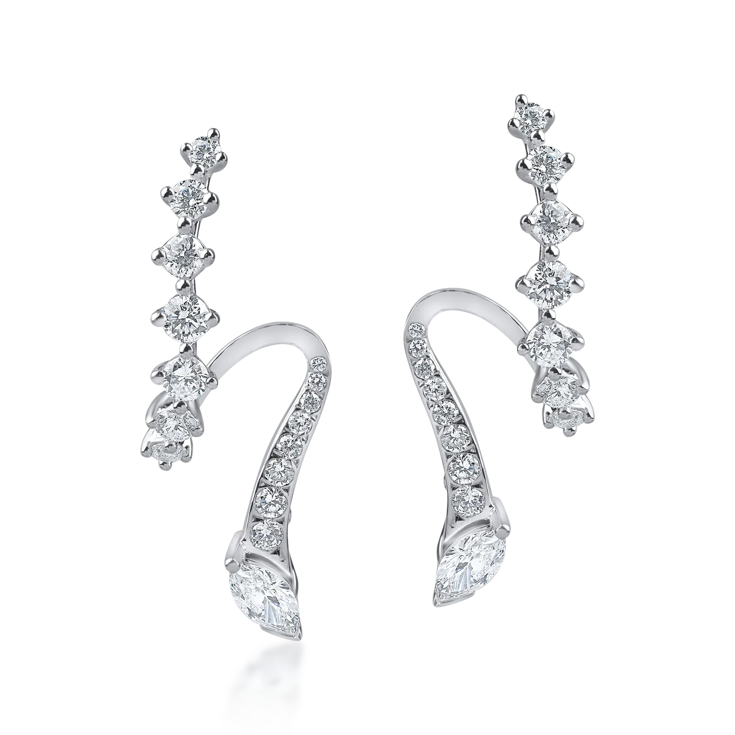 Cercei lungi din aur alb cu diamante de 1.18ct-190007