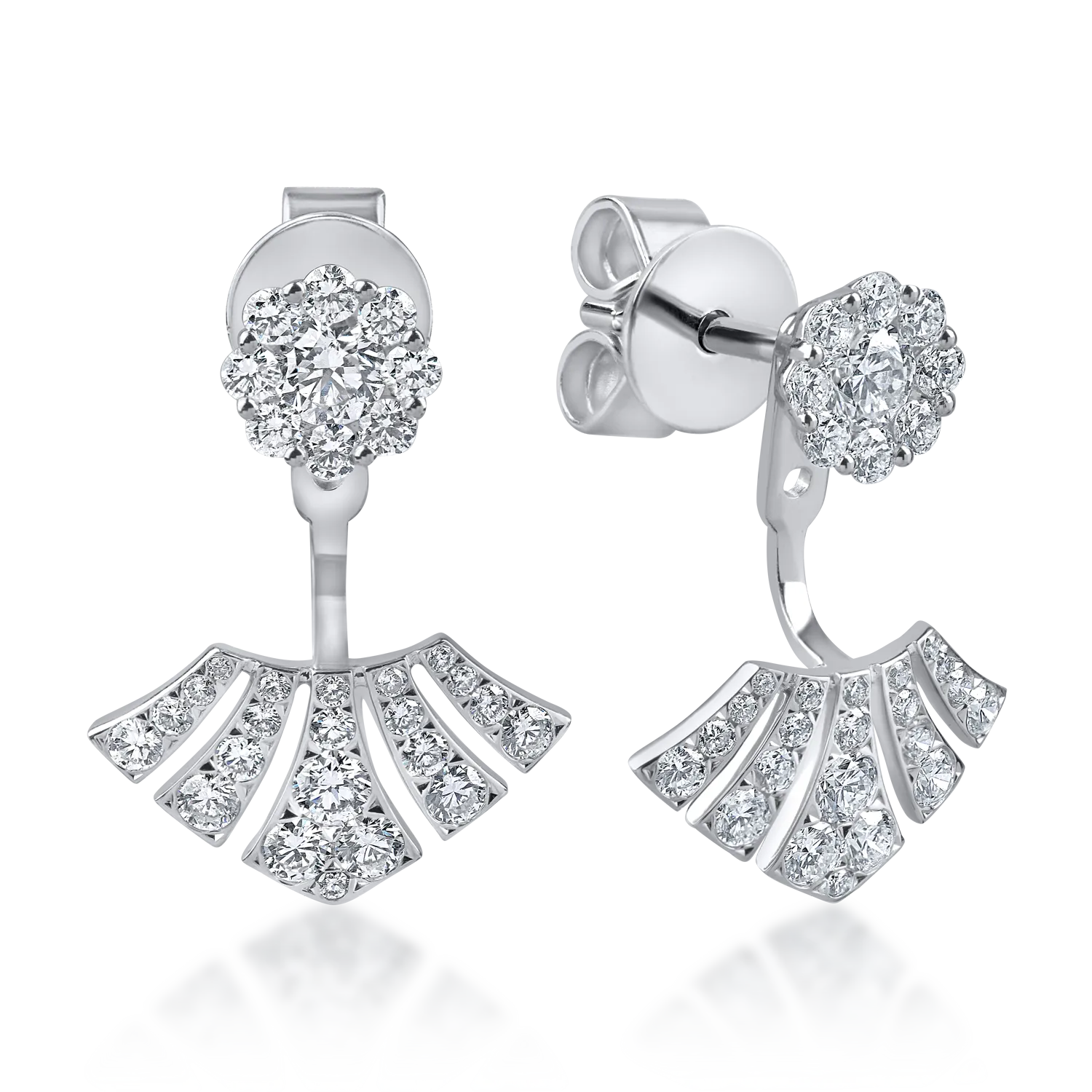 Cercei geometrici din aur alb cu diamante de 1.4ct