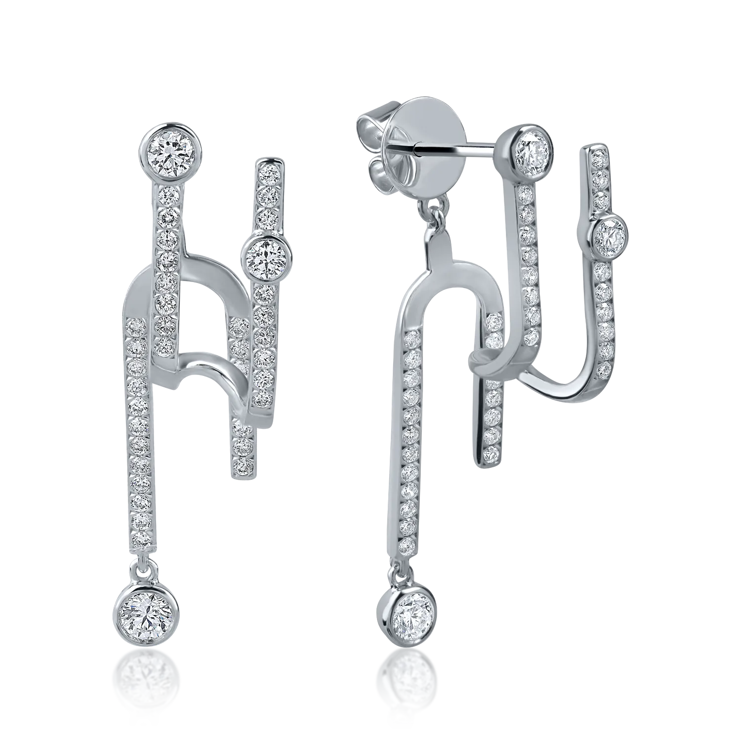 Cercei din aur alb cu diamante microsetting de 0.74ct