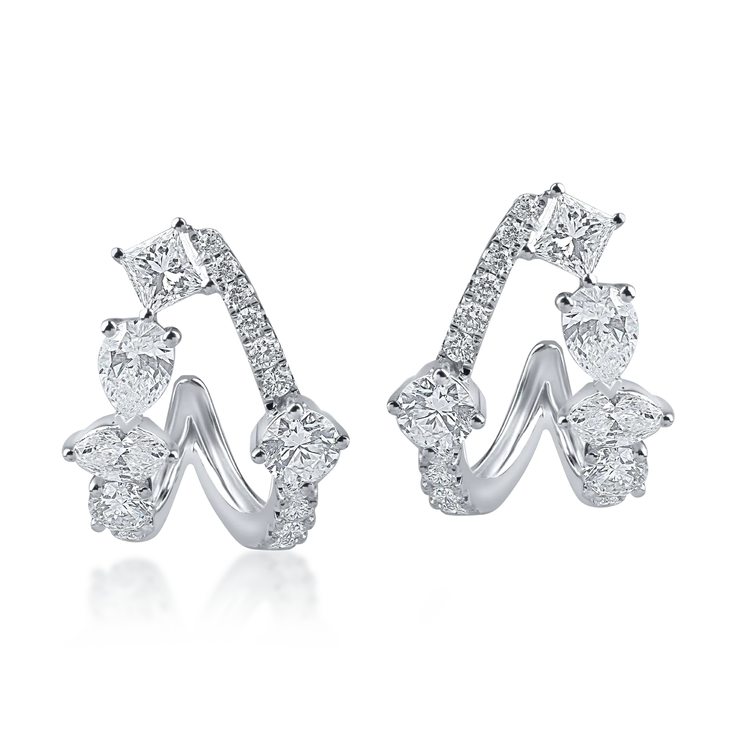 Cercei model abstract din aur alb cu diamante de 1.97ct - 1 | YEO