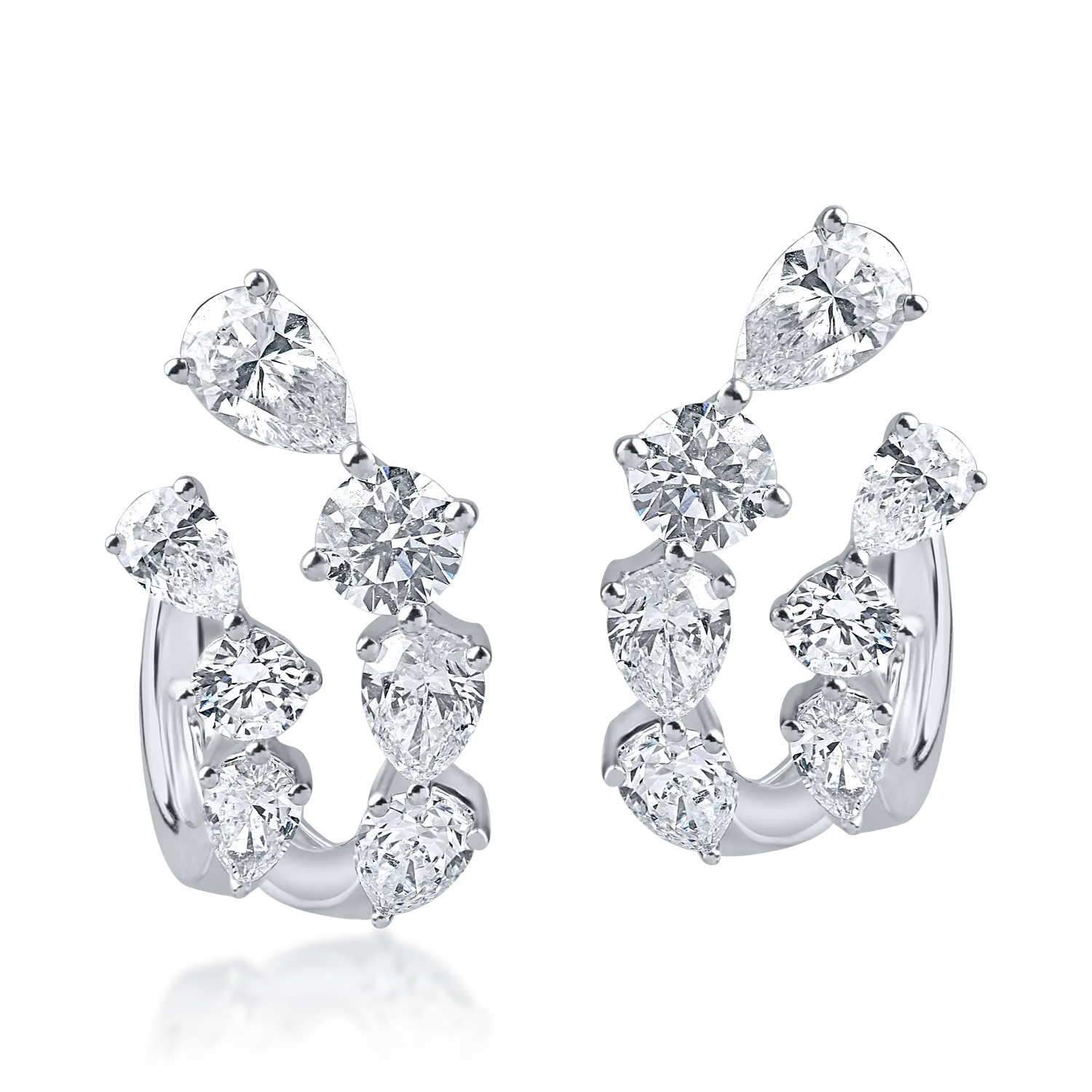 Cercei dubli din aur alb cu diamante de 1.96ct - 1 | YEO