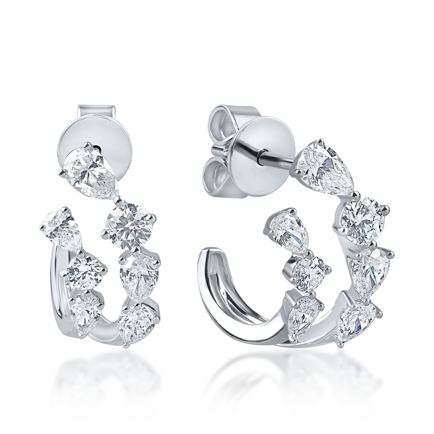 Teilor Cercei dubli din aur alb cu diamante de 1.96ct
