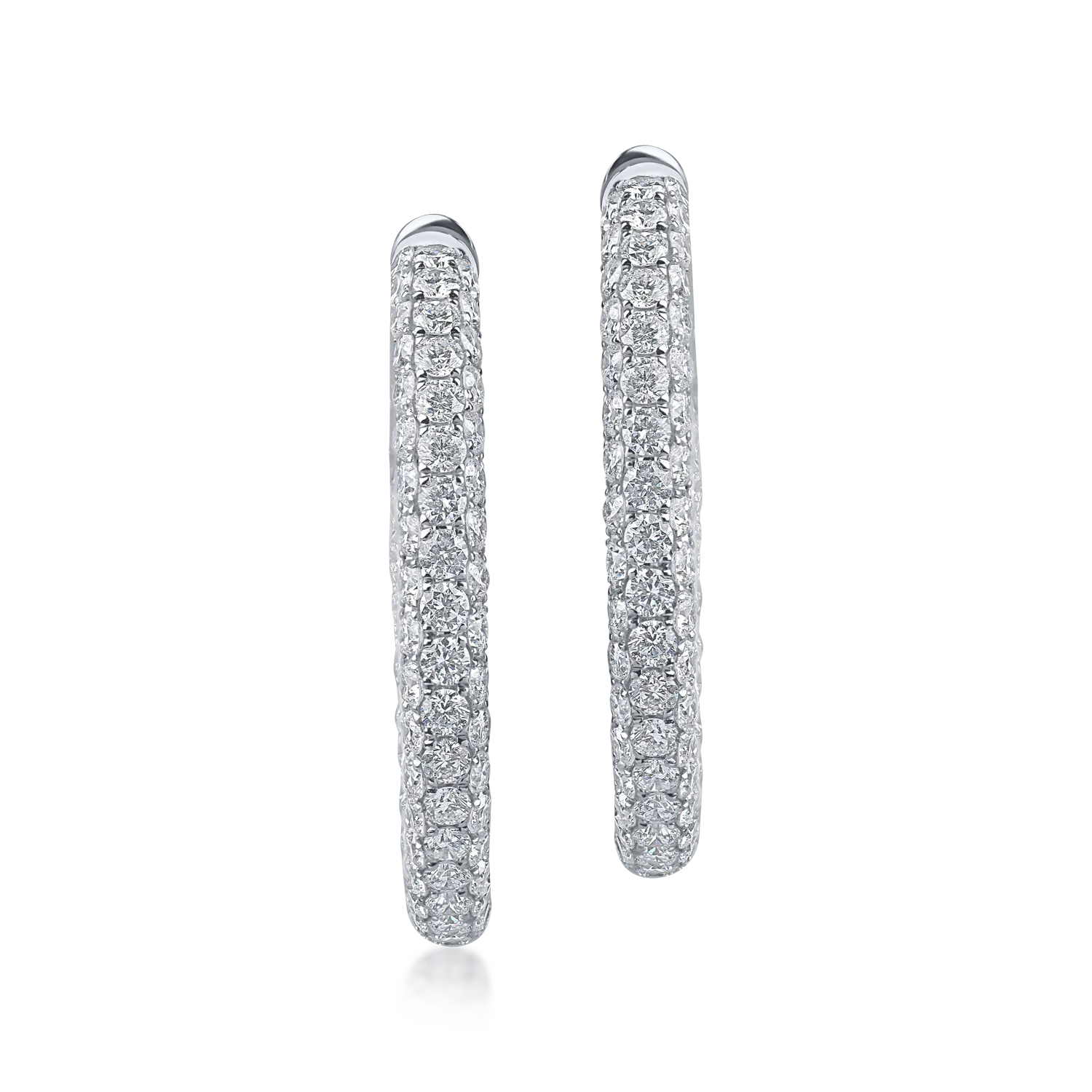 Cercei creole din aur alb cu diamante de 3.27ct - 1 | YEO