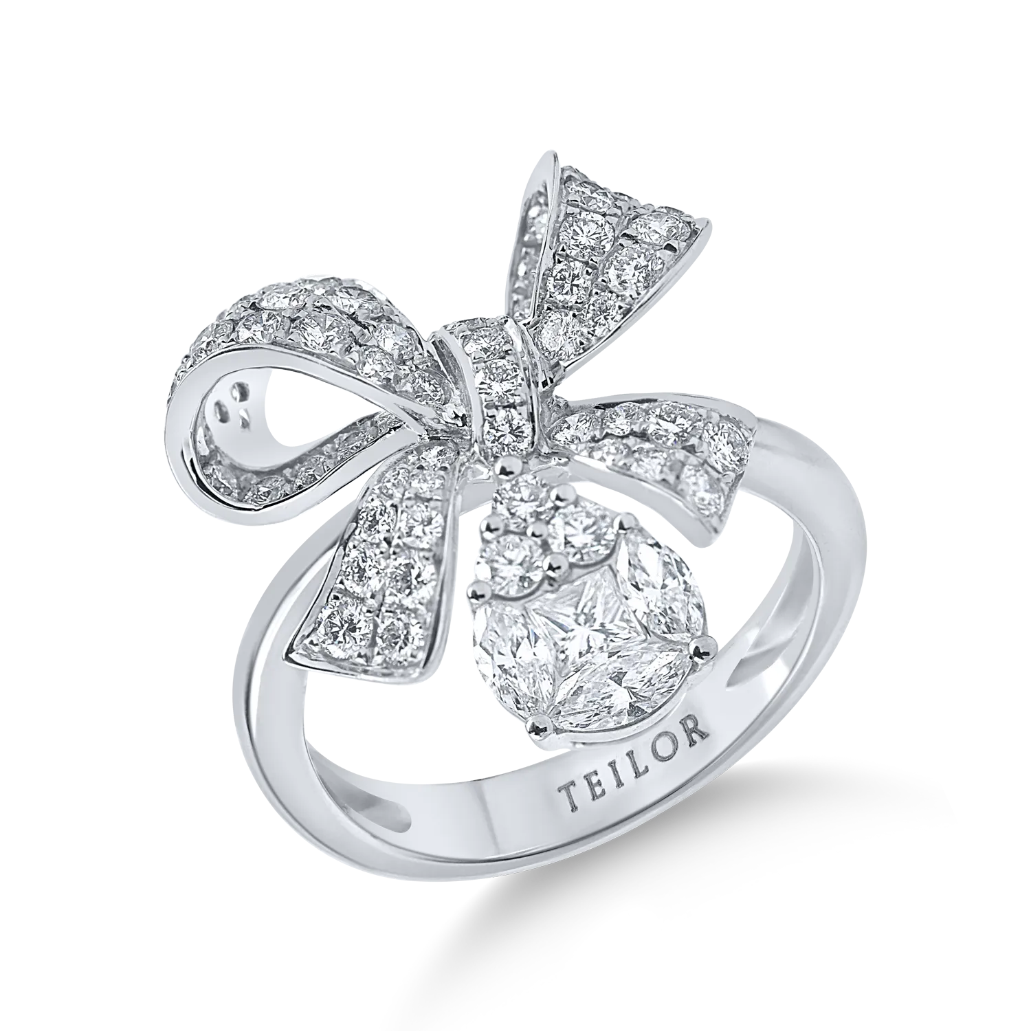 Inel fundita din aur alb cu diamante microsetting de 1.4ct