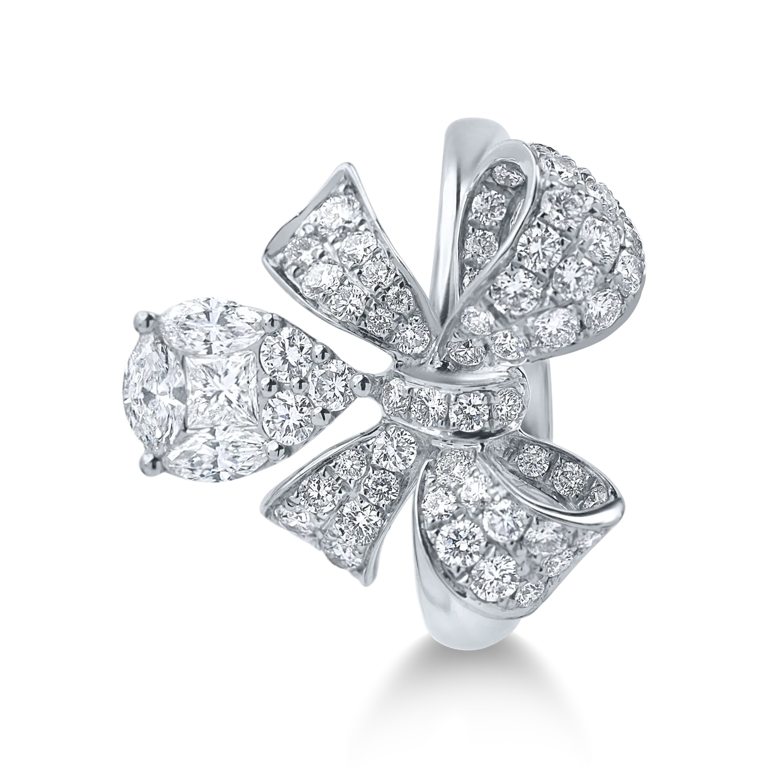 Inel fundita din aur alb cu diamante microsetting de 1.4ct