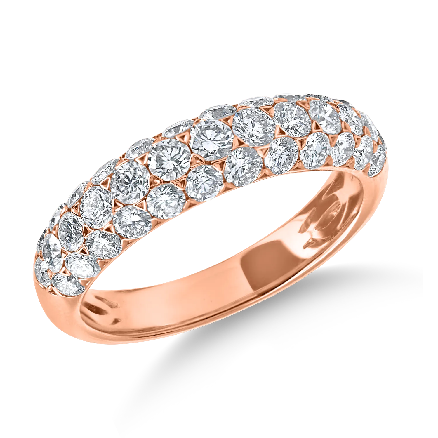 Teilor Inel semieternity din aur roz cu diamante de 1.4ct
