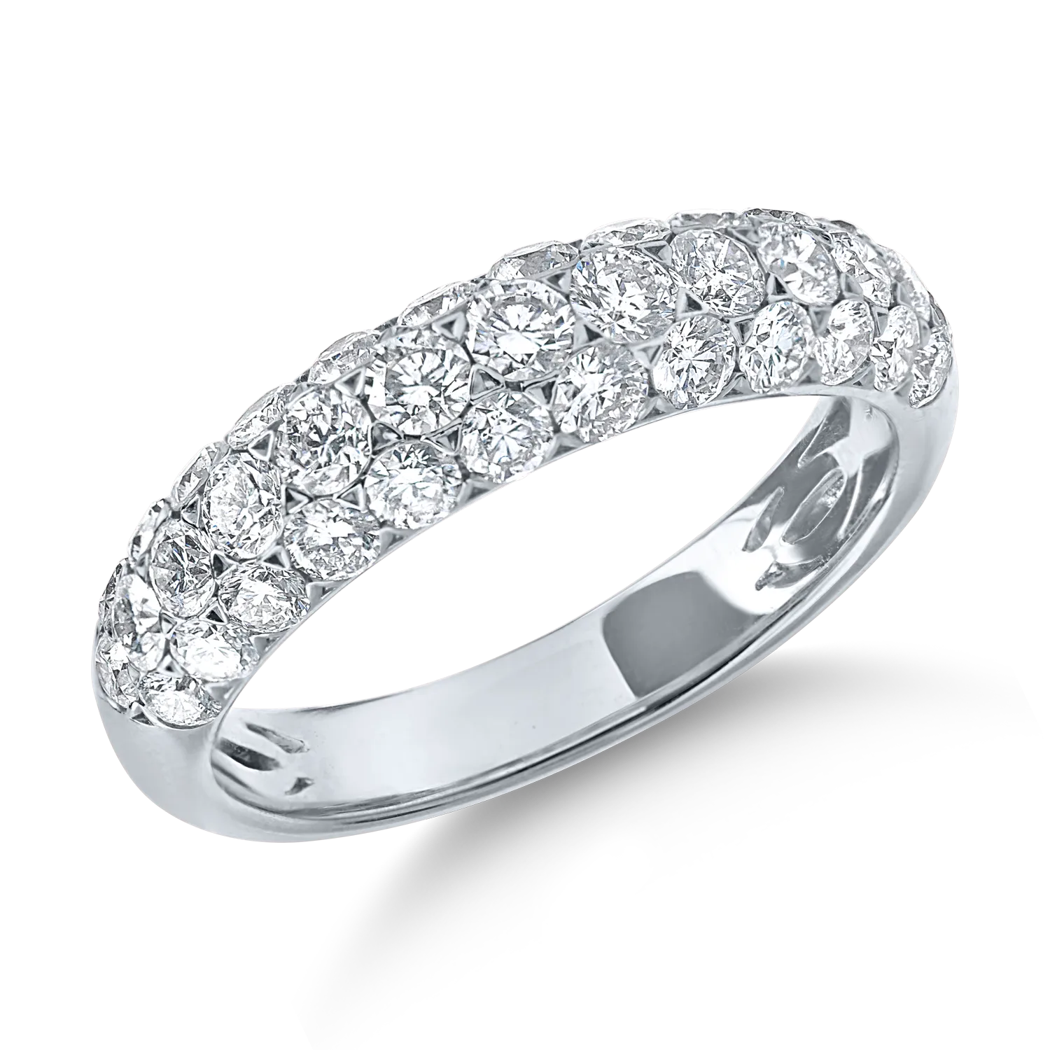 Inel semieternity din aur alb cu diamante de 1.4ct