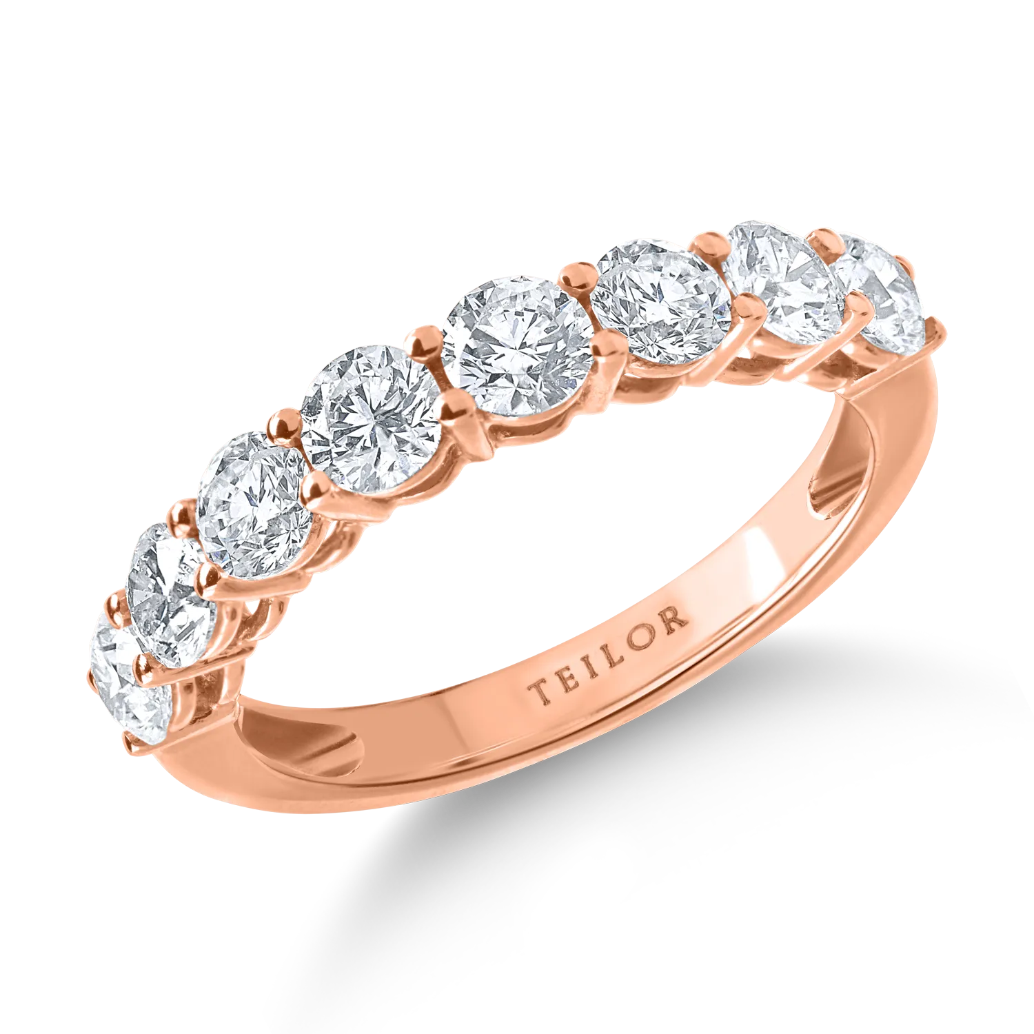 Inel semieternity din aur roz cu diamante de 1.5ct