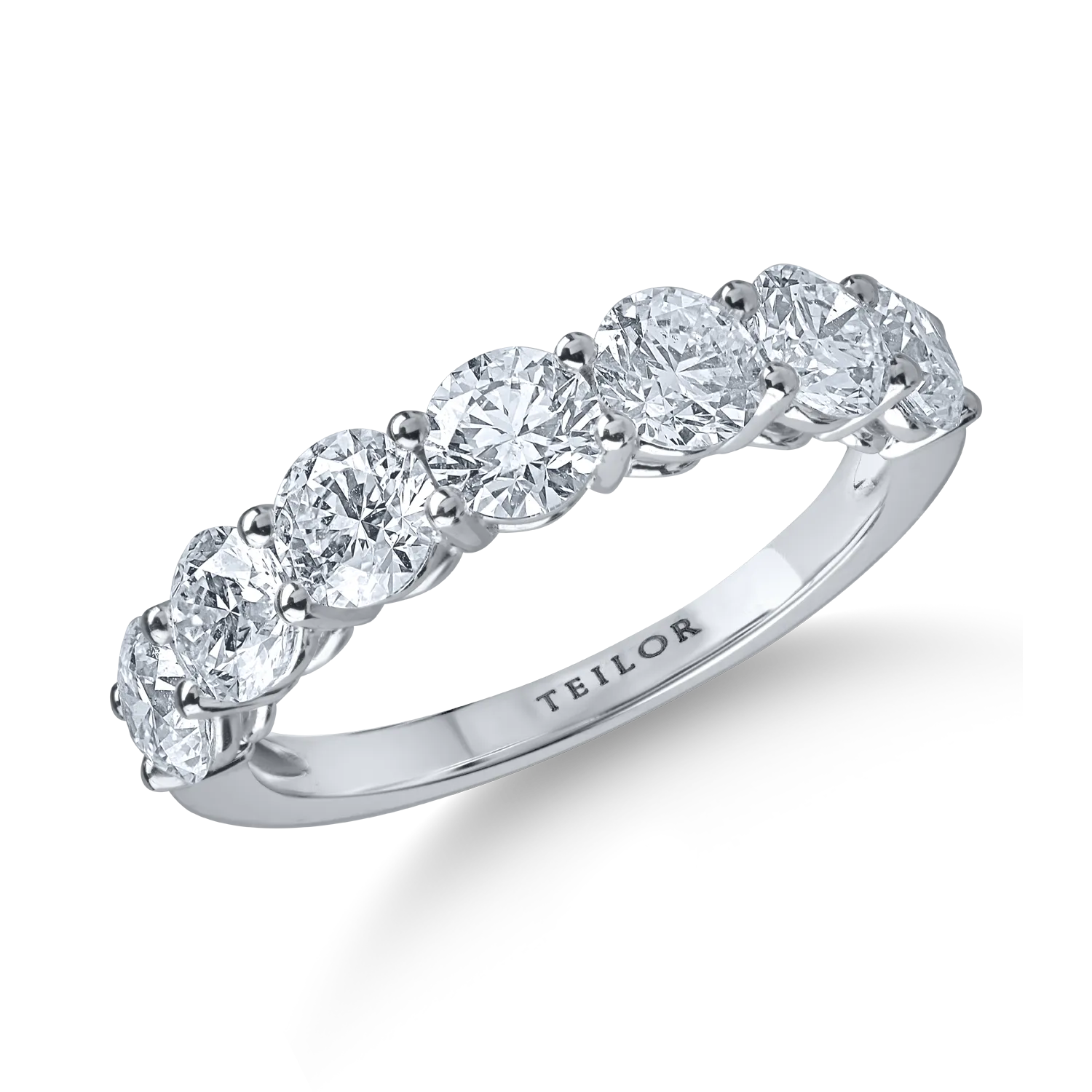 Inel semieternity din aur alb cu diamante de 2.1ct
